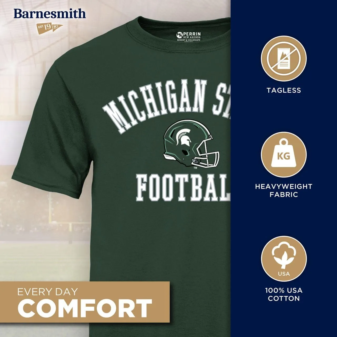 Michigan State University Football T-Shirt (Hunter Green) sold by Barnesmith product image thumbnail 2