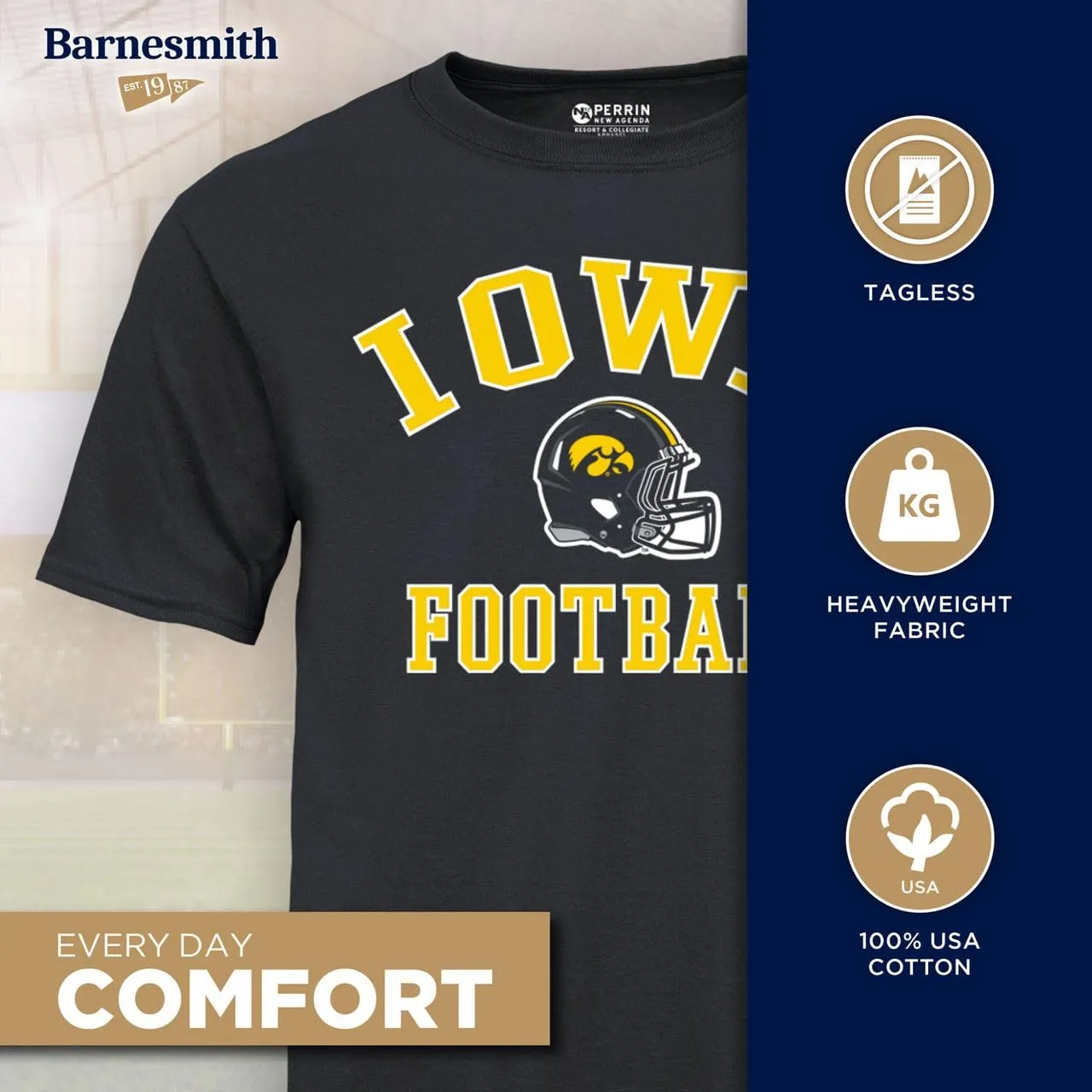 University of Iowa Football T-Shirt (Black) sold by Barnesmith product image thumbnail 2