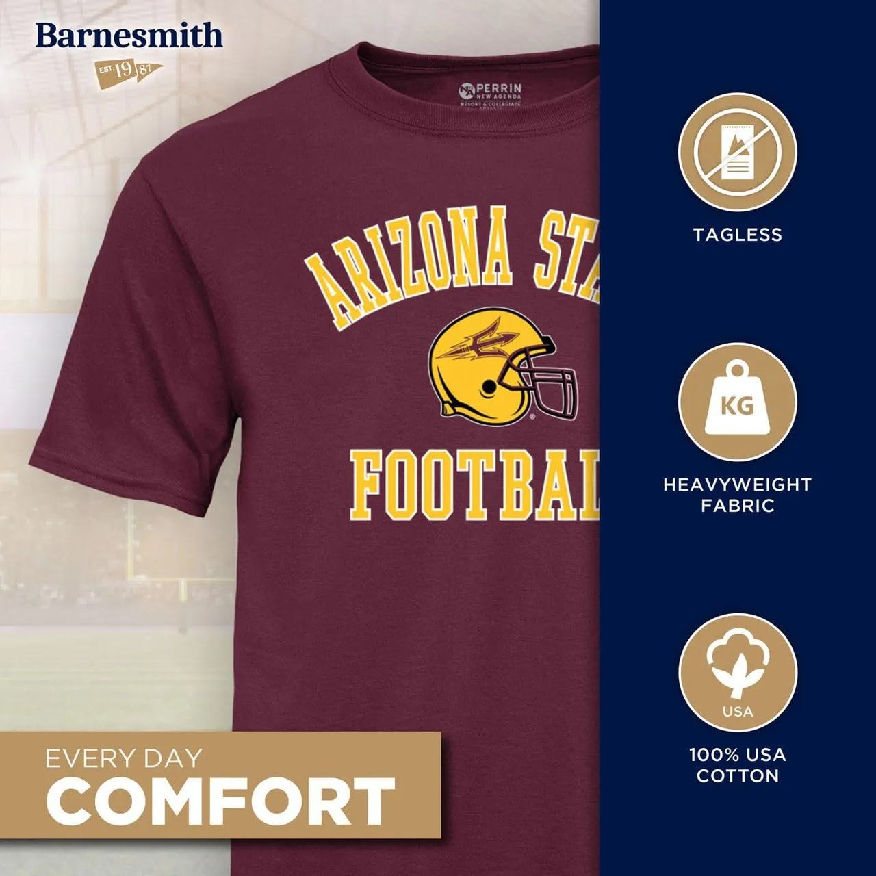 Arizona State University Football T-Shirt (Maroon) sold by Barnesmith product image thumbnail 2
