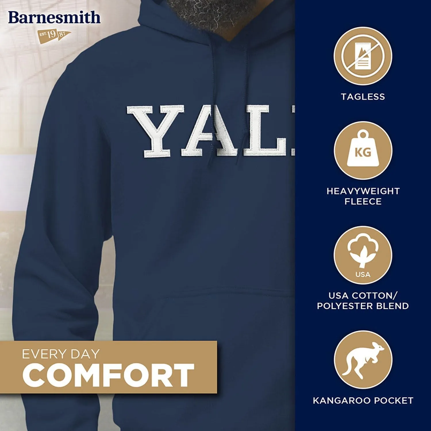 Yale University Veritas Hooded Sweatshirt (Navy) sold by Barnesmith product image thumbnail 3
