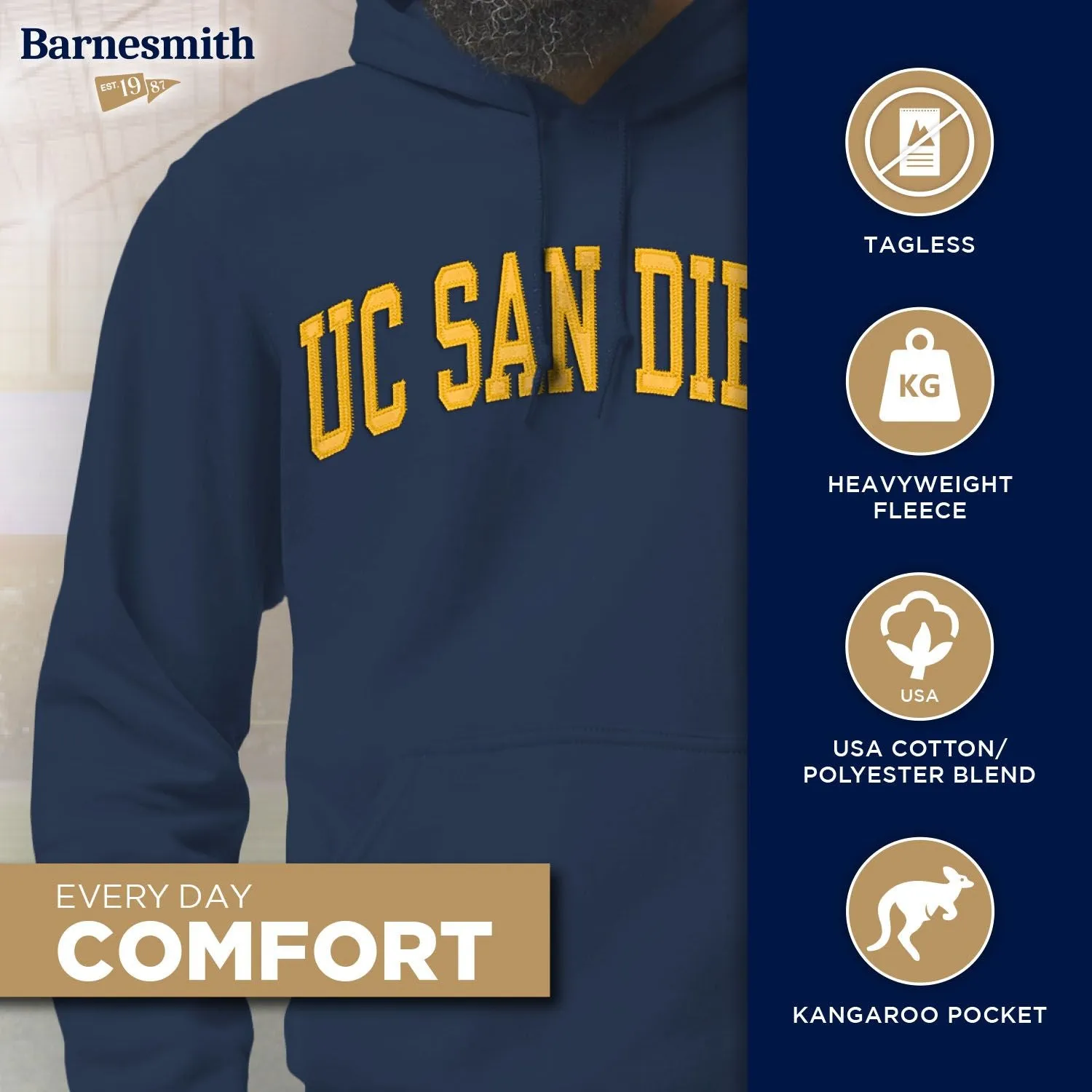 University of California - San Diego Veritas Hooded Sweatshirt (Navy) sold by Barnesmith product image thumbnail 3