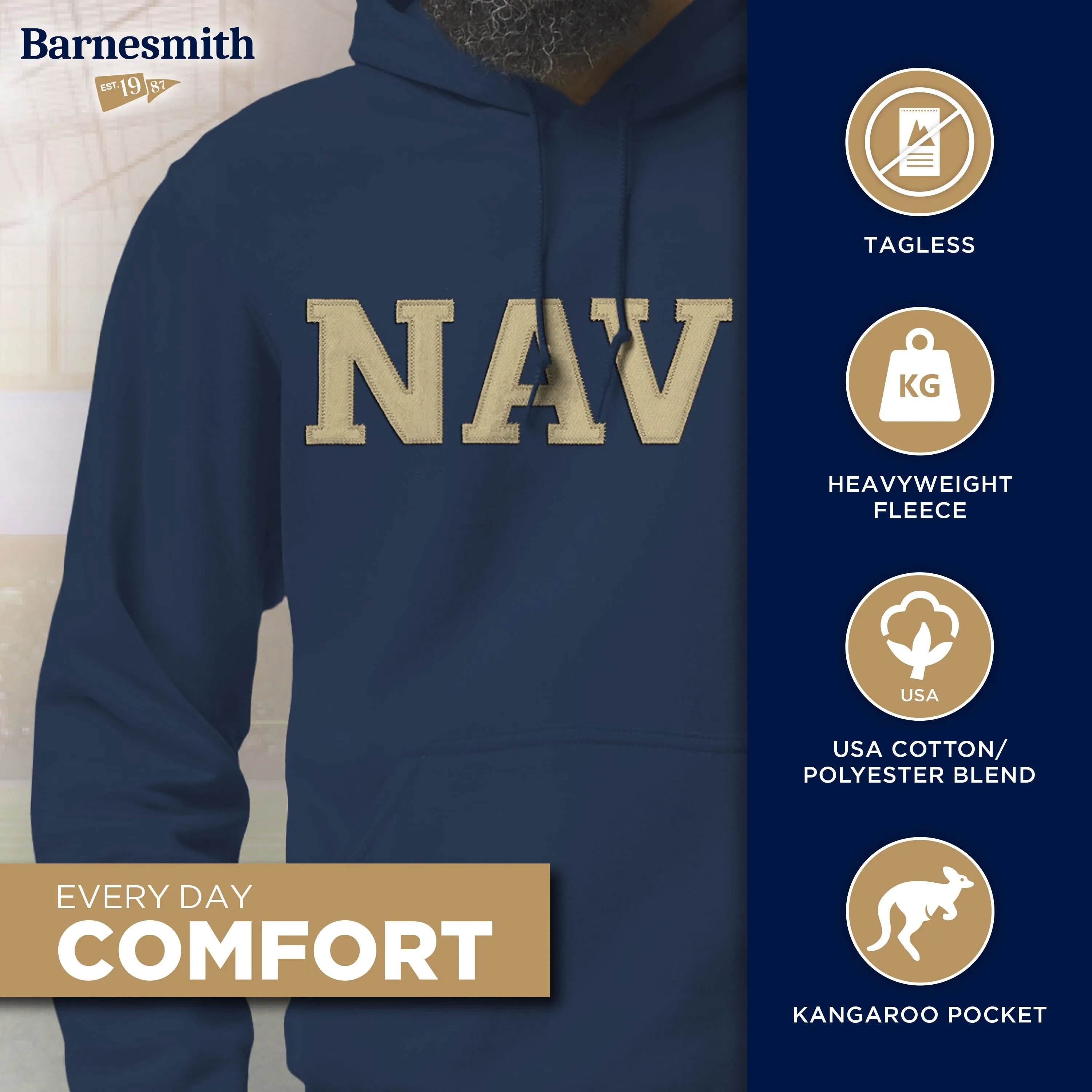 US Naval Academy Veritas Hooded Sweatshirt (Navy) sold by Barnesmith product image thumbnail 3