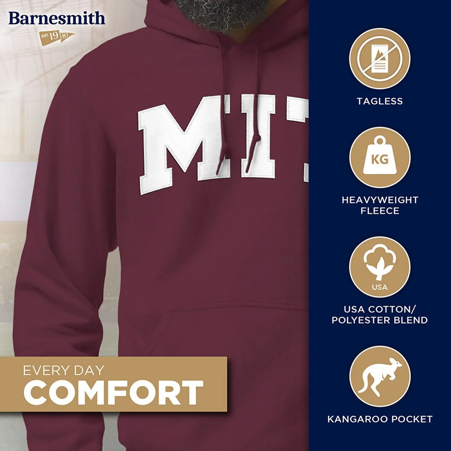 Massachusetts Institute of Technology Veritas Hooded Sweatshirt (Maroon) sold by Barnesmith product image thumbnail 3