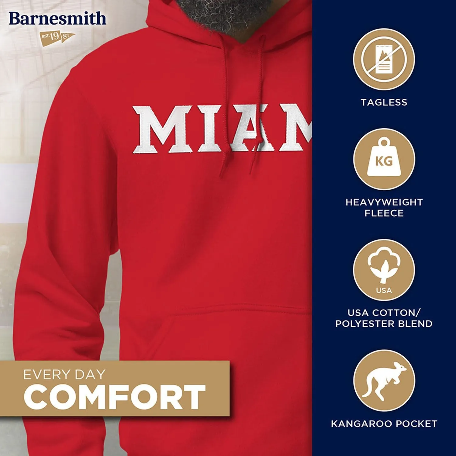 Miami University Veritas Hooded Sweatshirt (Red) sold by Barnesmith product image thumbnail 3