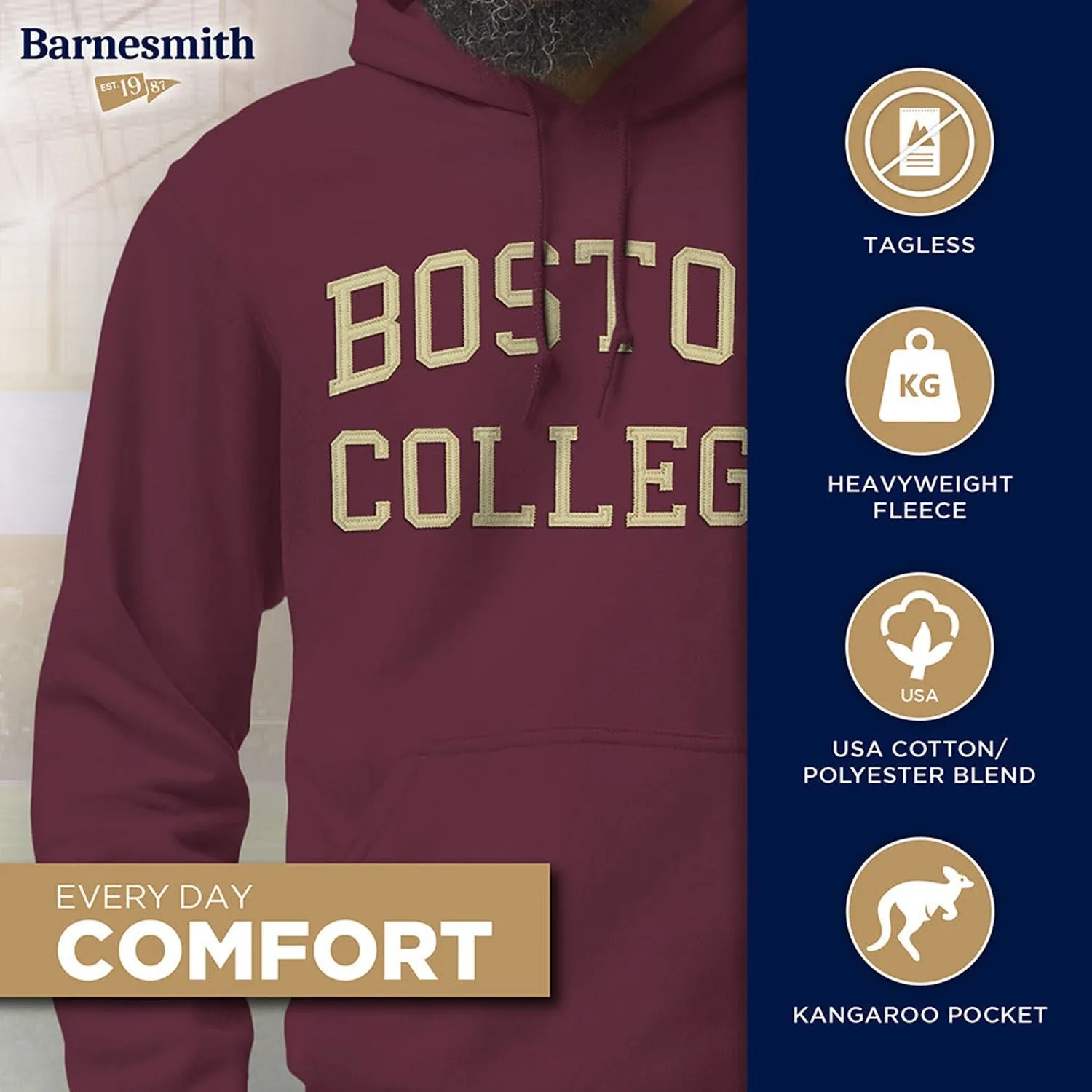 Boston College Veritas Hooded Sweatshirt (Maroon) sold by Barnesmith product image thumbnail 3