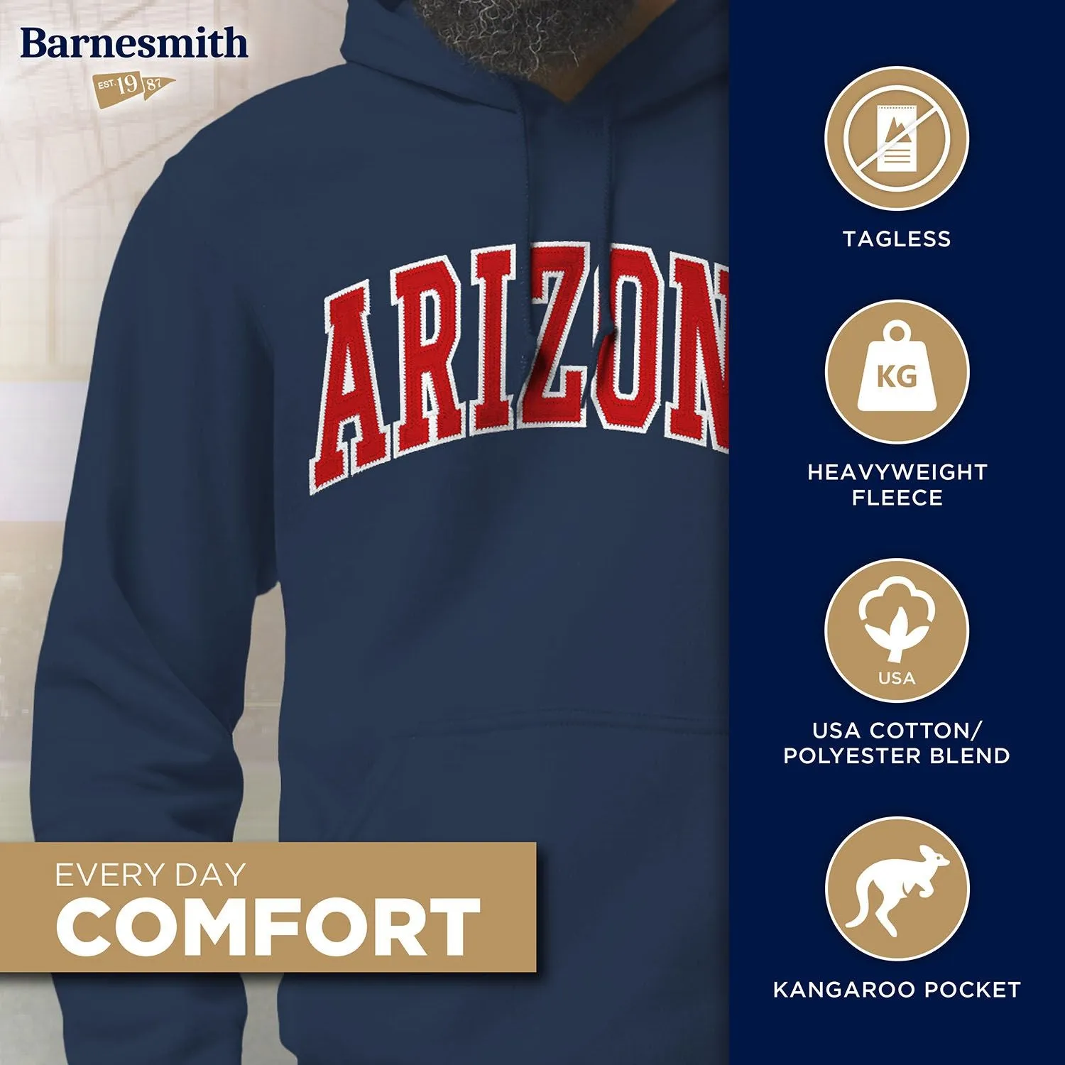 University of Arizona Veritas Hooded Sweatshirt (Navy) sold by Barnesmith product image thumbnail 3