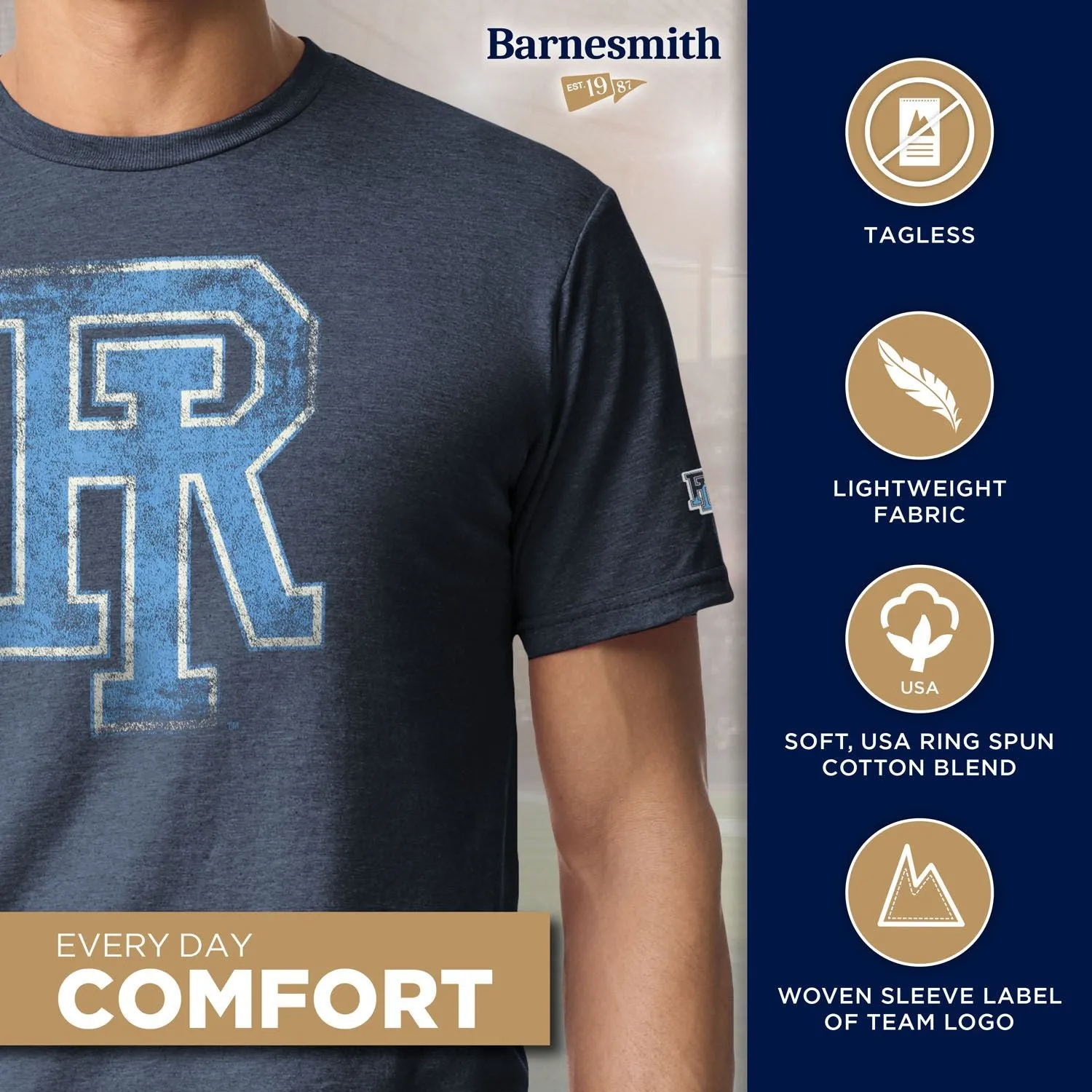 University of Rhode Island Short-Sleeve Laude T-Shirt (Navy) sold by Barnesmith product image thumbnail 4