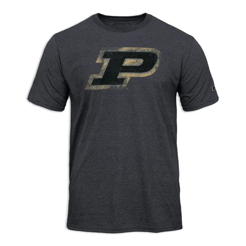 Purdue University Short-Sleeve Laude T-Shirt (Dark Grey) sold by Barnesmith