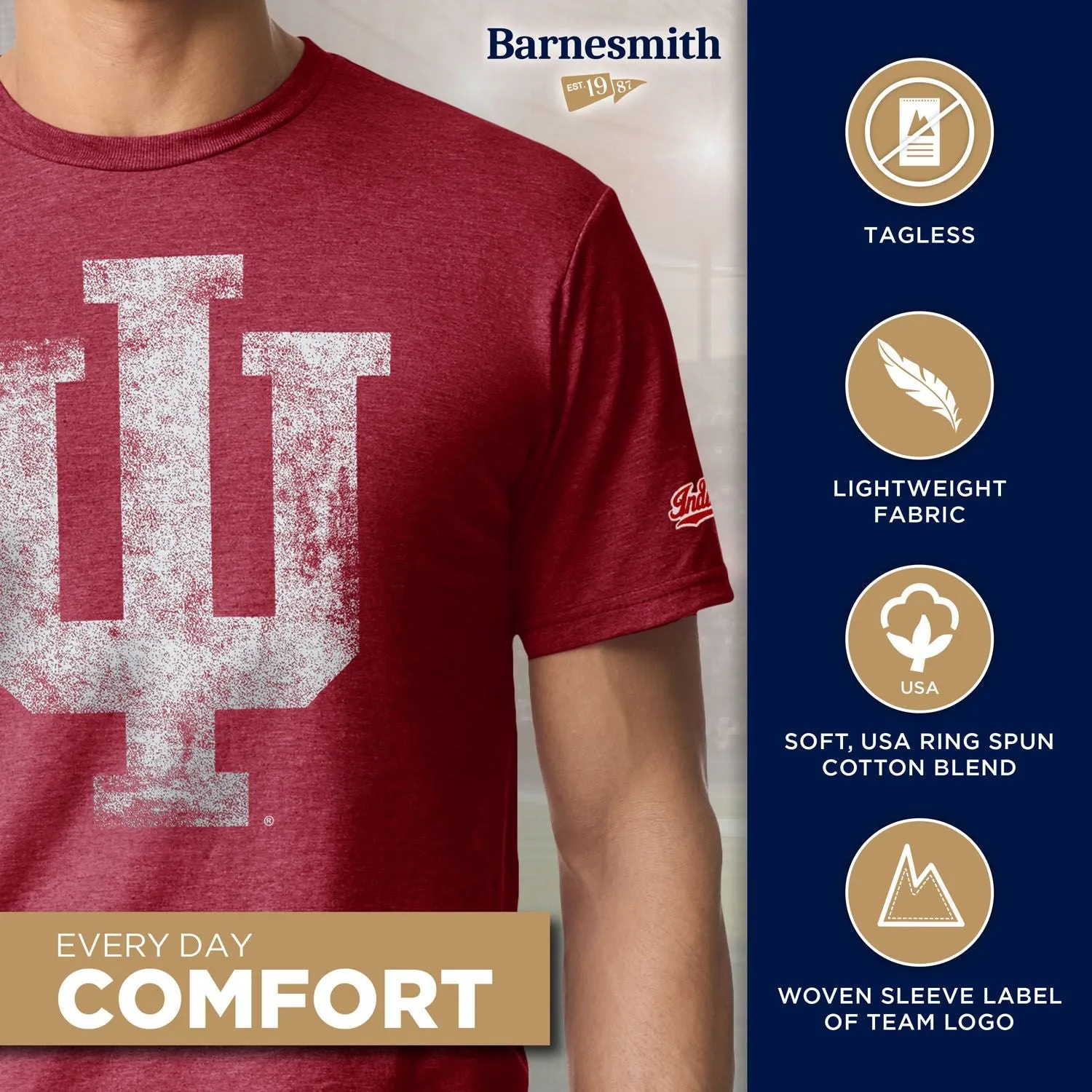 Indiana University Short-Sleeve Laude T-Shirt (Cardinal) sold by Barnesmith product image thumbnail 4