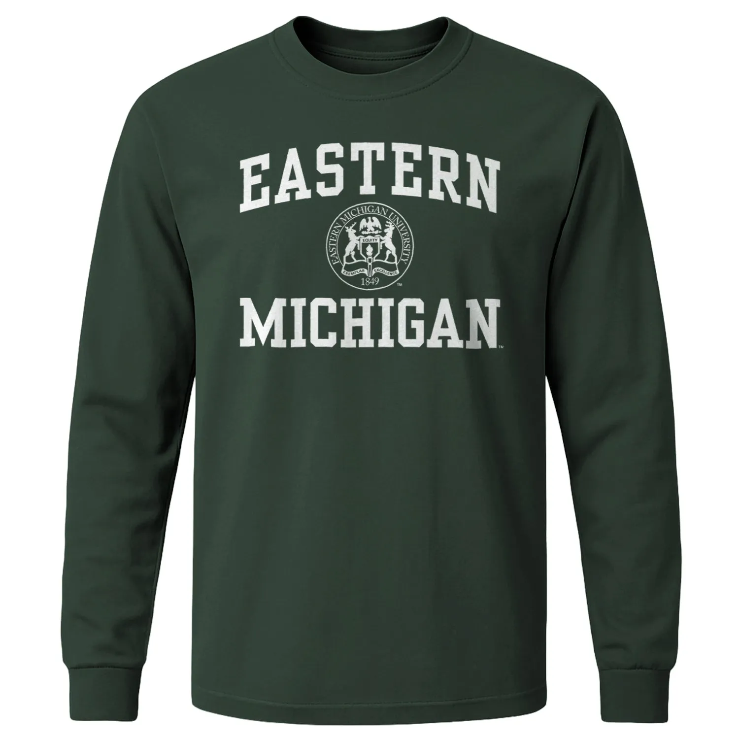 Eastern Michigan University Heritage Long Sleeve T-Shirt (Hunter Green) sold by Barnesmith