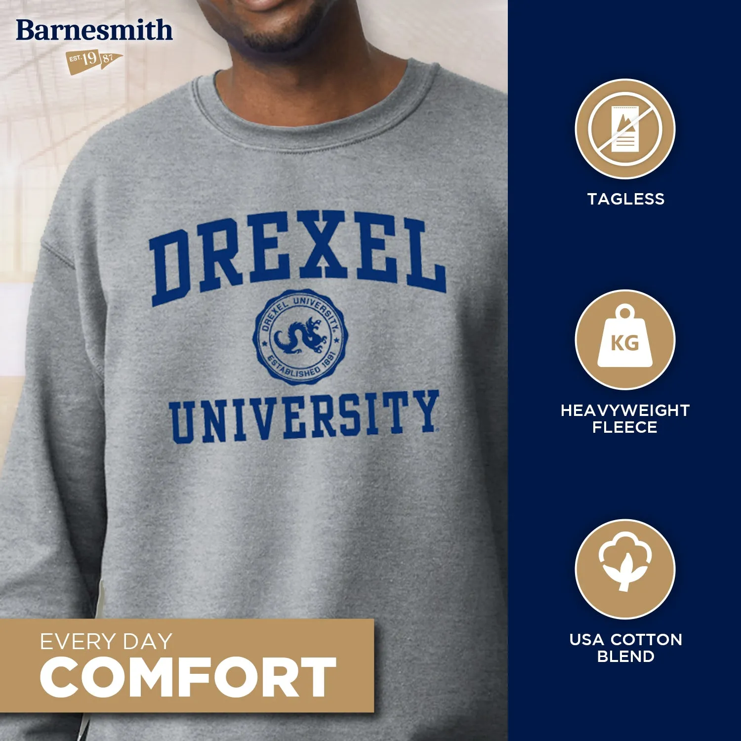 Drexel University Heritage Sweatshirt (Charcoal Grey) sold by Barnesmith product image thumbnail 3