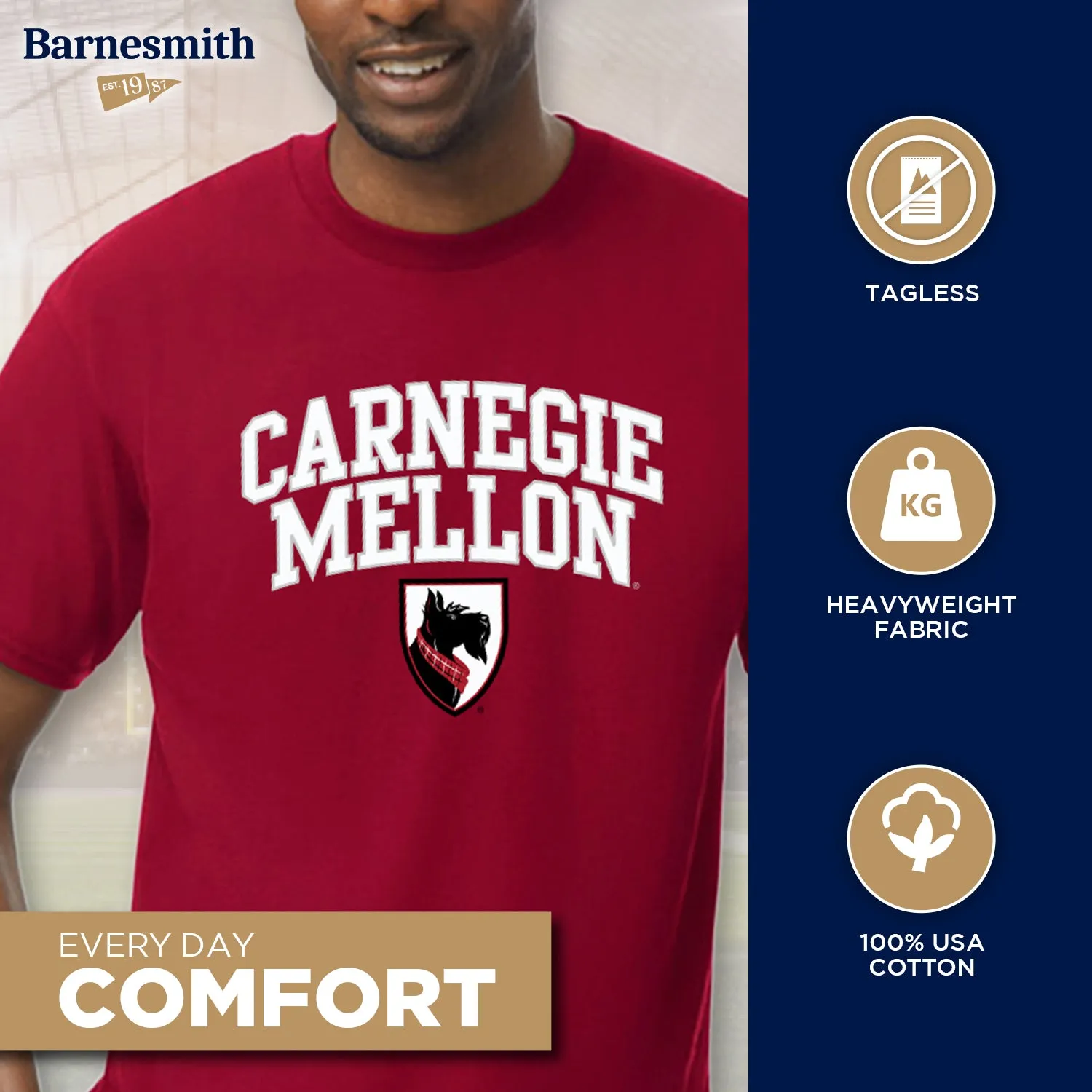 Carnegie Mellon University Spirit T-Shirt (Cardinal) sold by Barnesmith product image thumbnail 3
