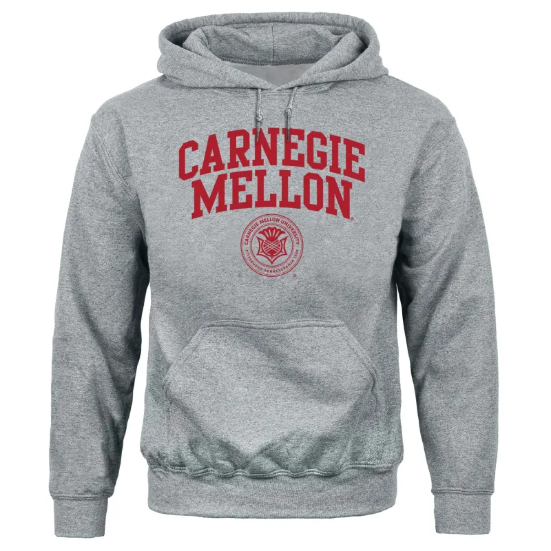 Carnegie Mellon University Heritage Hooded Sweatshirt (Charcoal Grey) made by Barnesmith