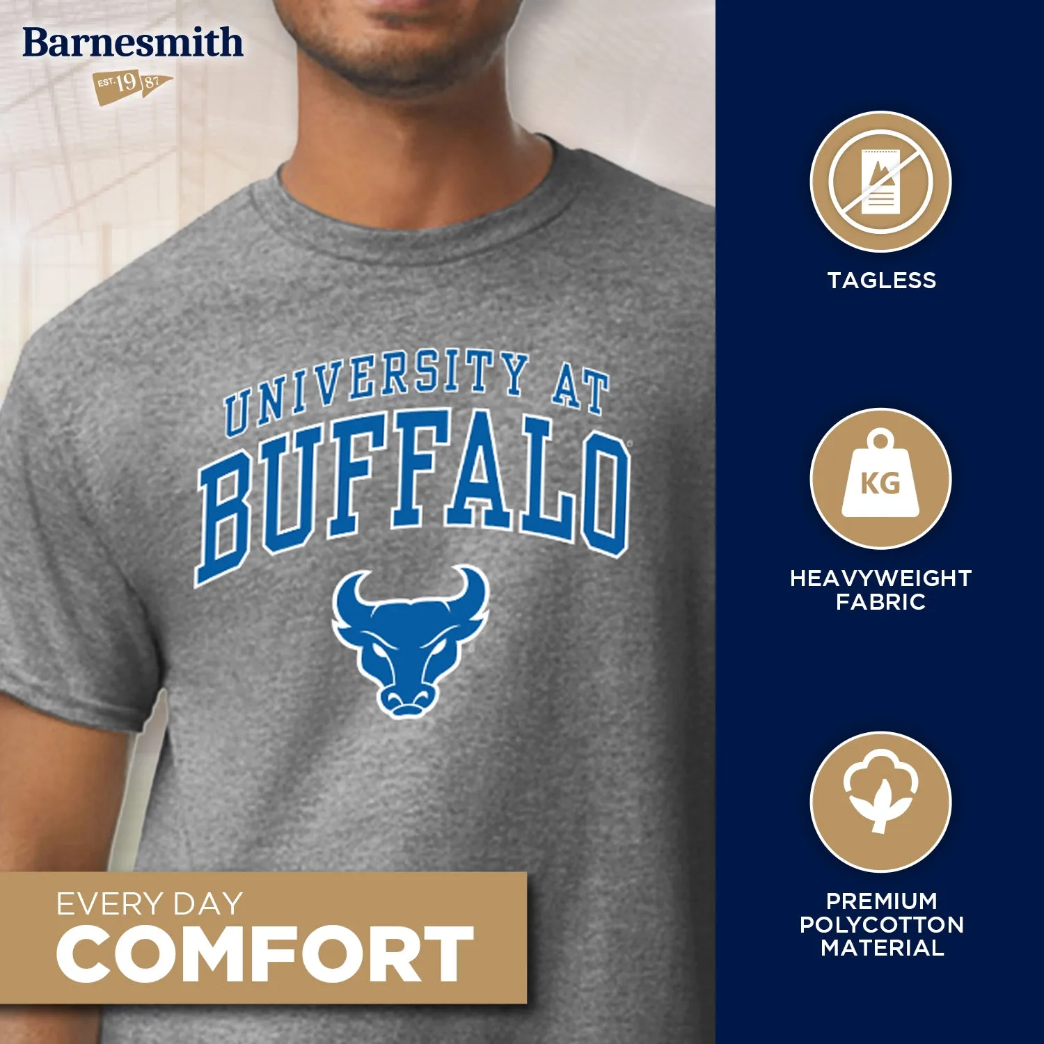 University at Buffalo Spirit T-Shirt (Charcoal Grey) sold by Barnesmith product image thumbnail 3
