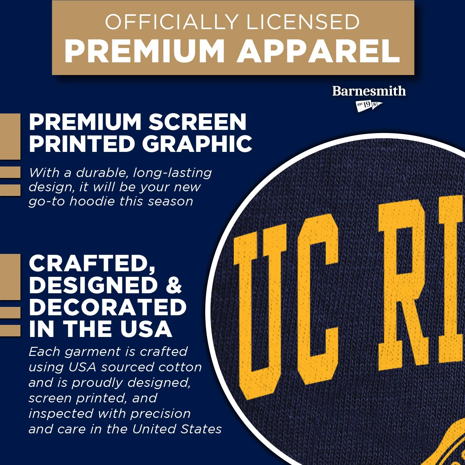 University of California, Riverside Heritage Hooded Sweatshirt (Navy) sold by Barnesmith product image thumbnail 4