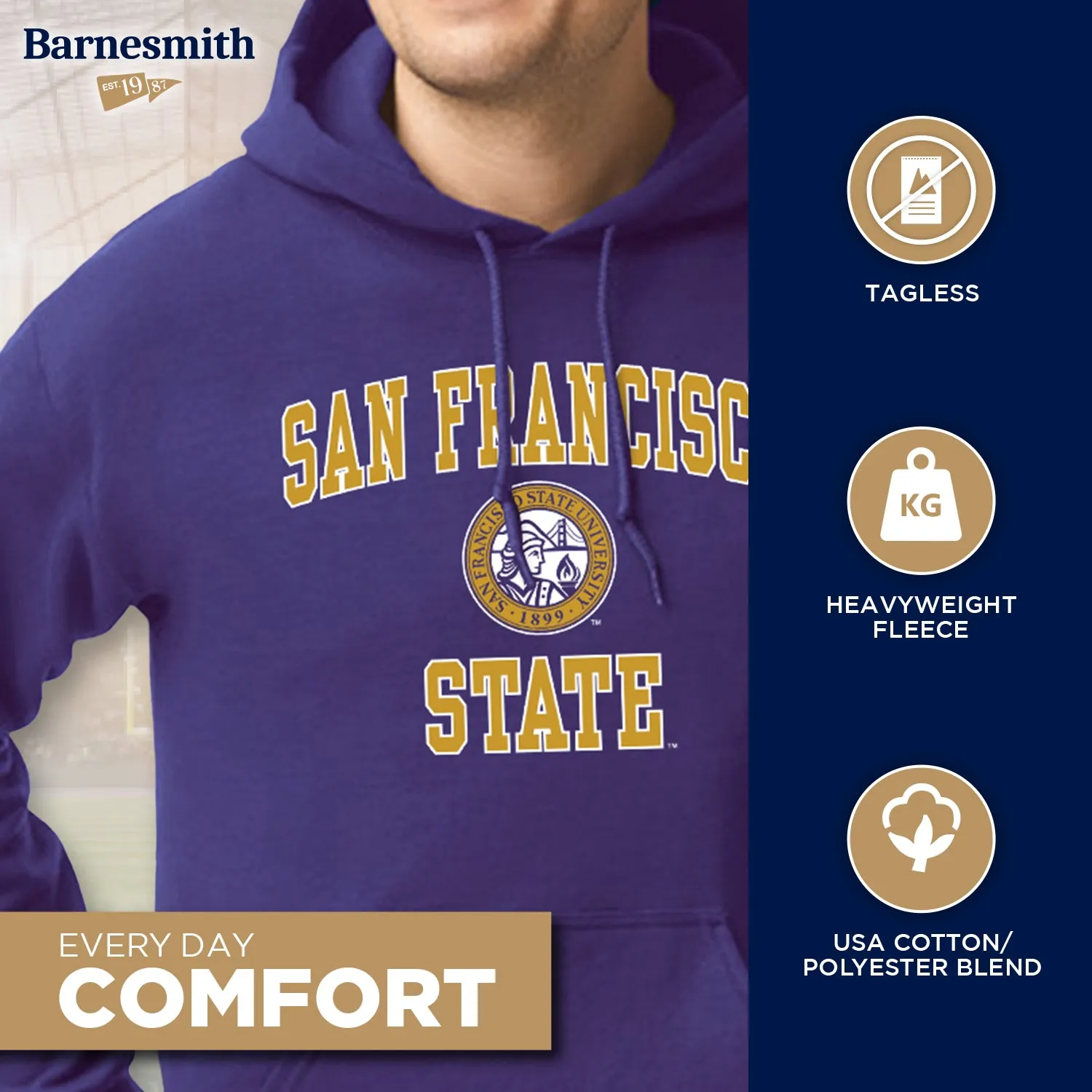 San Francisco State University Heritage Hooded Sweatshirt (Purple) sold by Barnesmith product image thumbnail 3