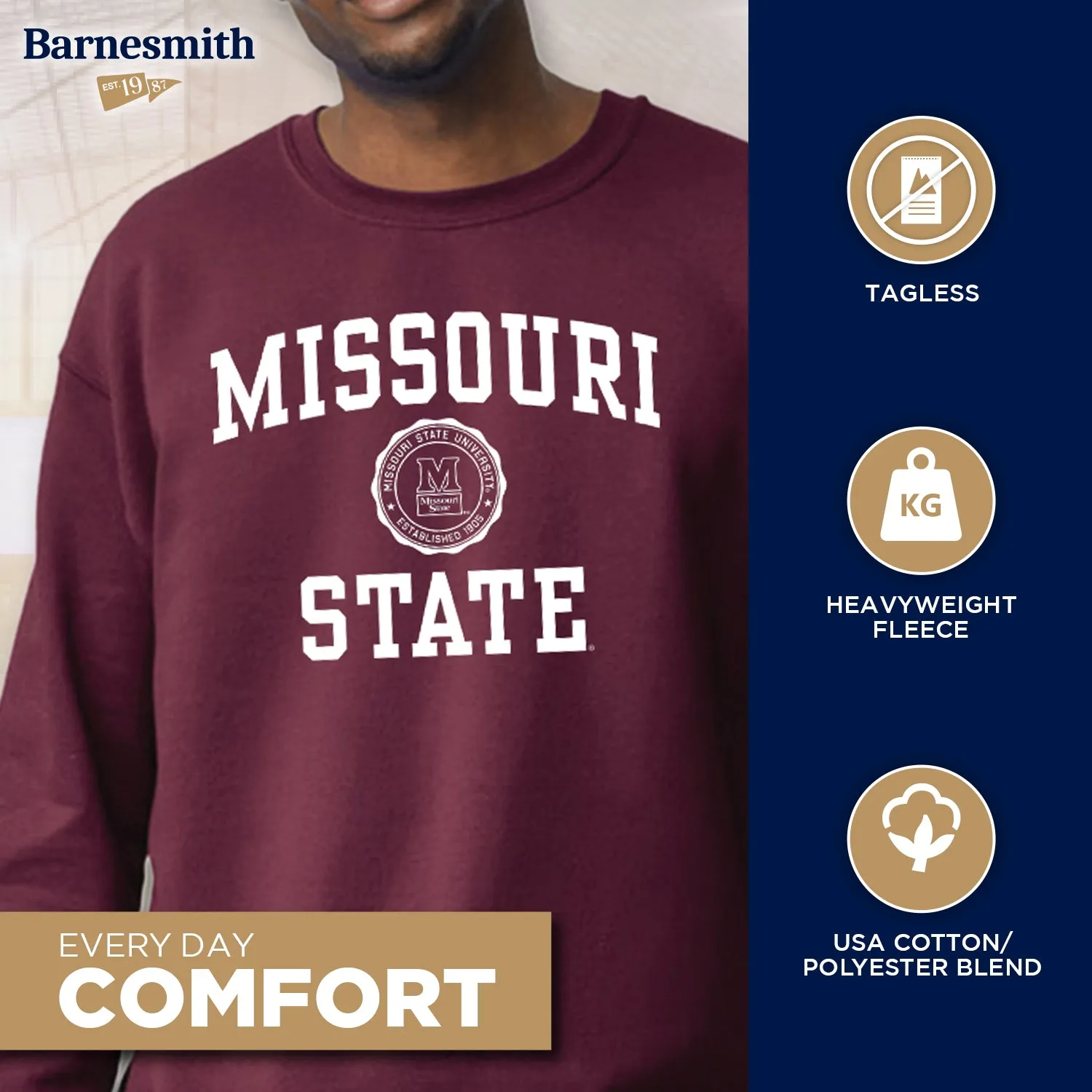Missouri State University Heritage Sweatshirt (Maroon) sold by Barnesmith product image thumbnail 3