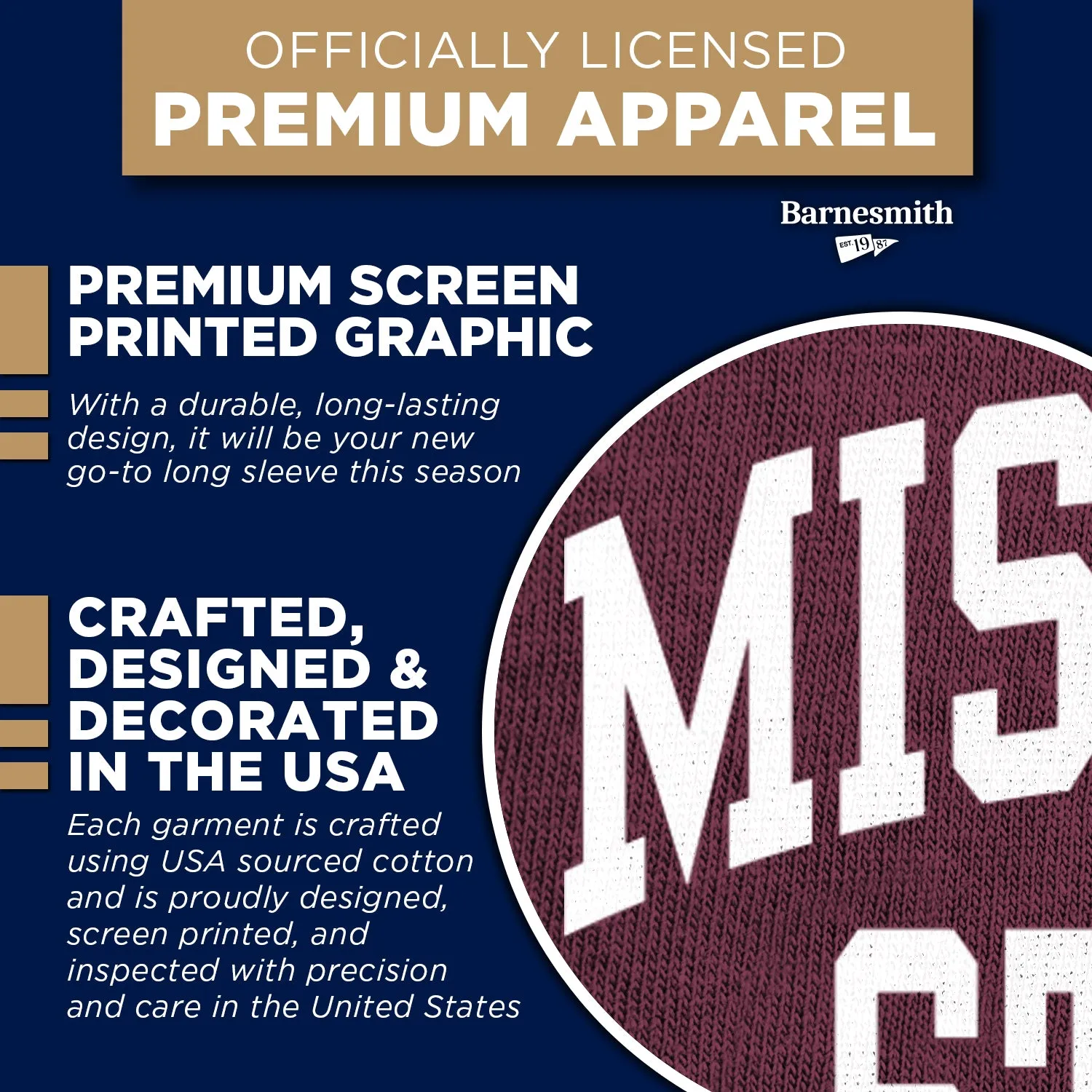 Missouri State University Classic Long Sleeve T-Shirt (Maroon) sold by Barnesmith product image thumbnail 4