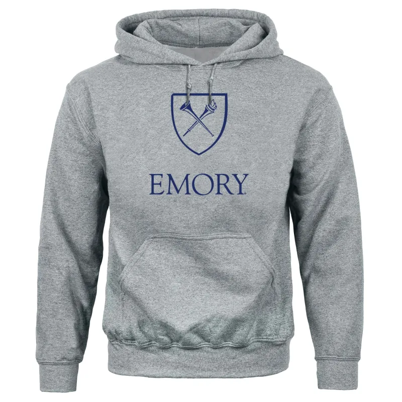 Emory University Heritage Hooded Sweatshirt (Charcoal Grey) made by Barnesmith