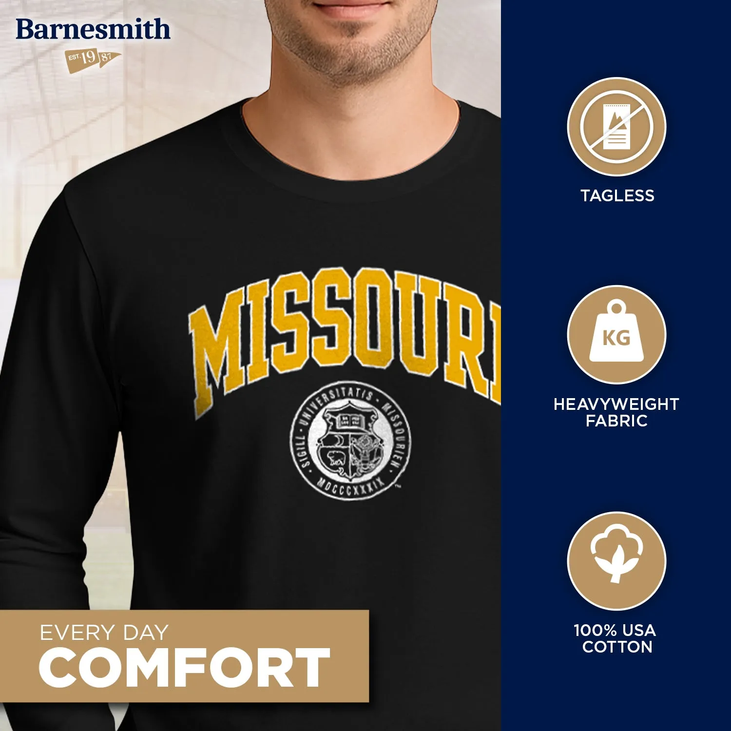 University of Missouri Heritage Long Sleeve T-Shirt (Black) sold by Barnesmith product image thumbnail 3