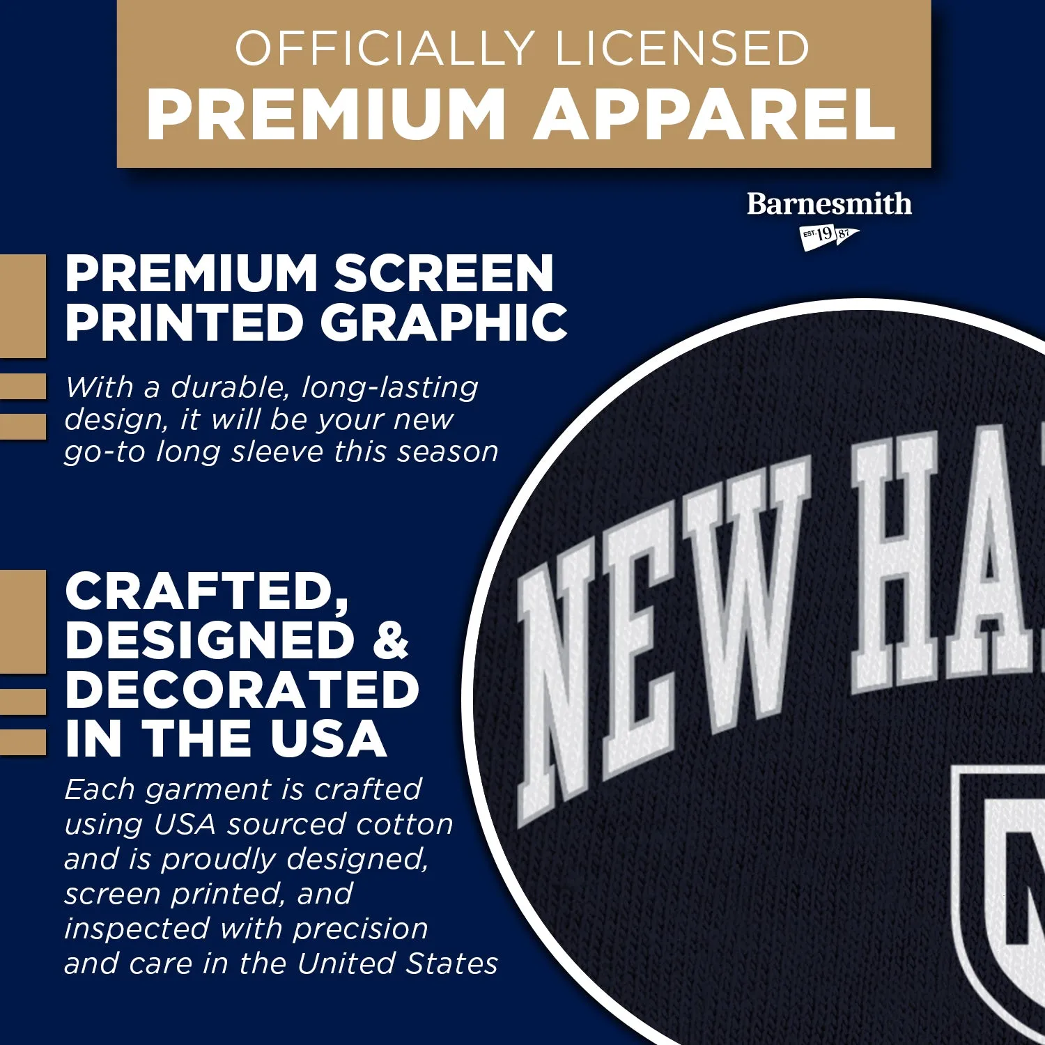 University of New Hampshire Heritage Long Sleeve T-Shirt (Navy) sold by Barnesmith product image thumbnail 4