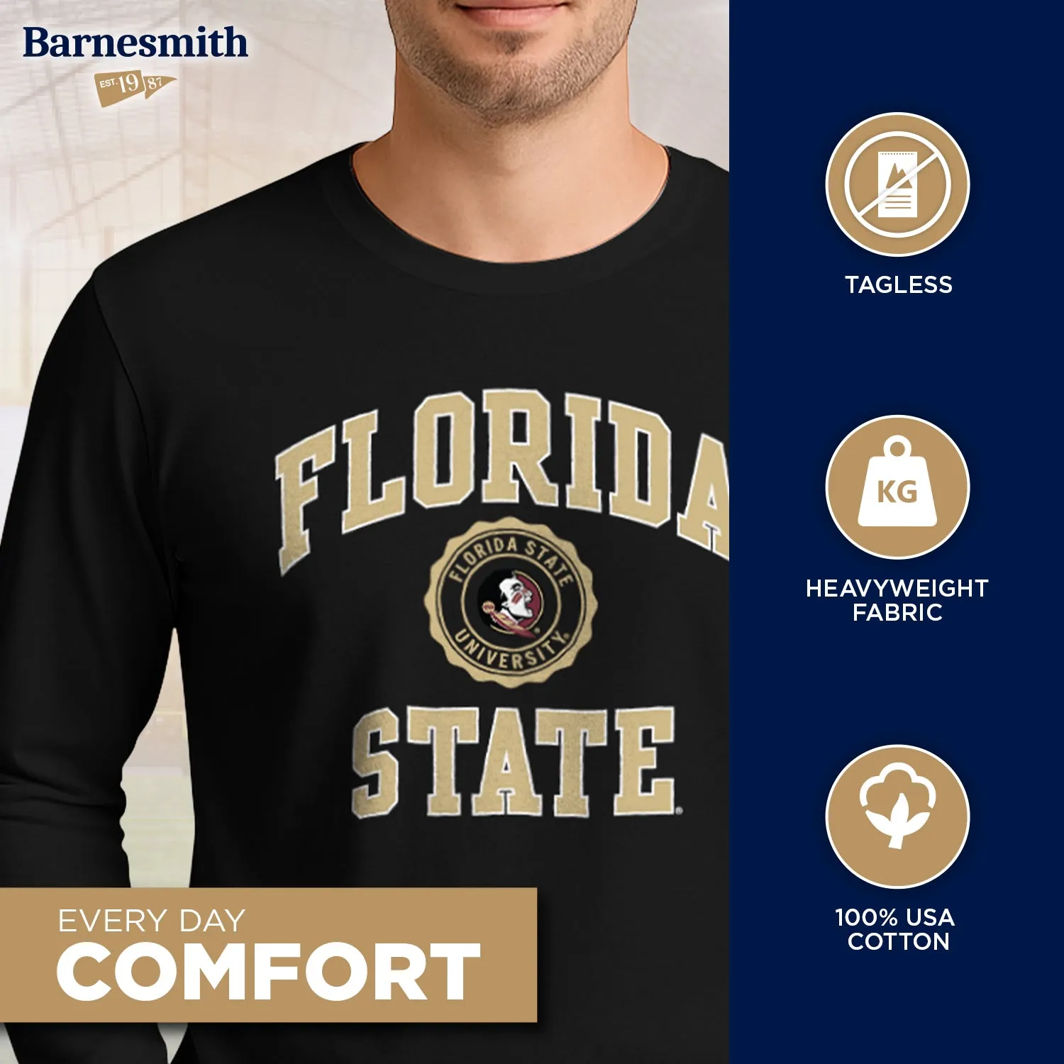 Florida State University Heritage Long Sleeve T-Shirt (Black) sold by Barnesmith product image thumbnail 3