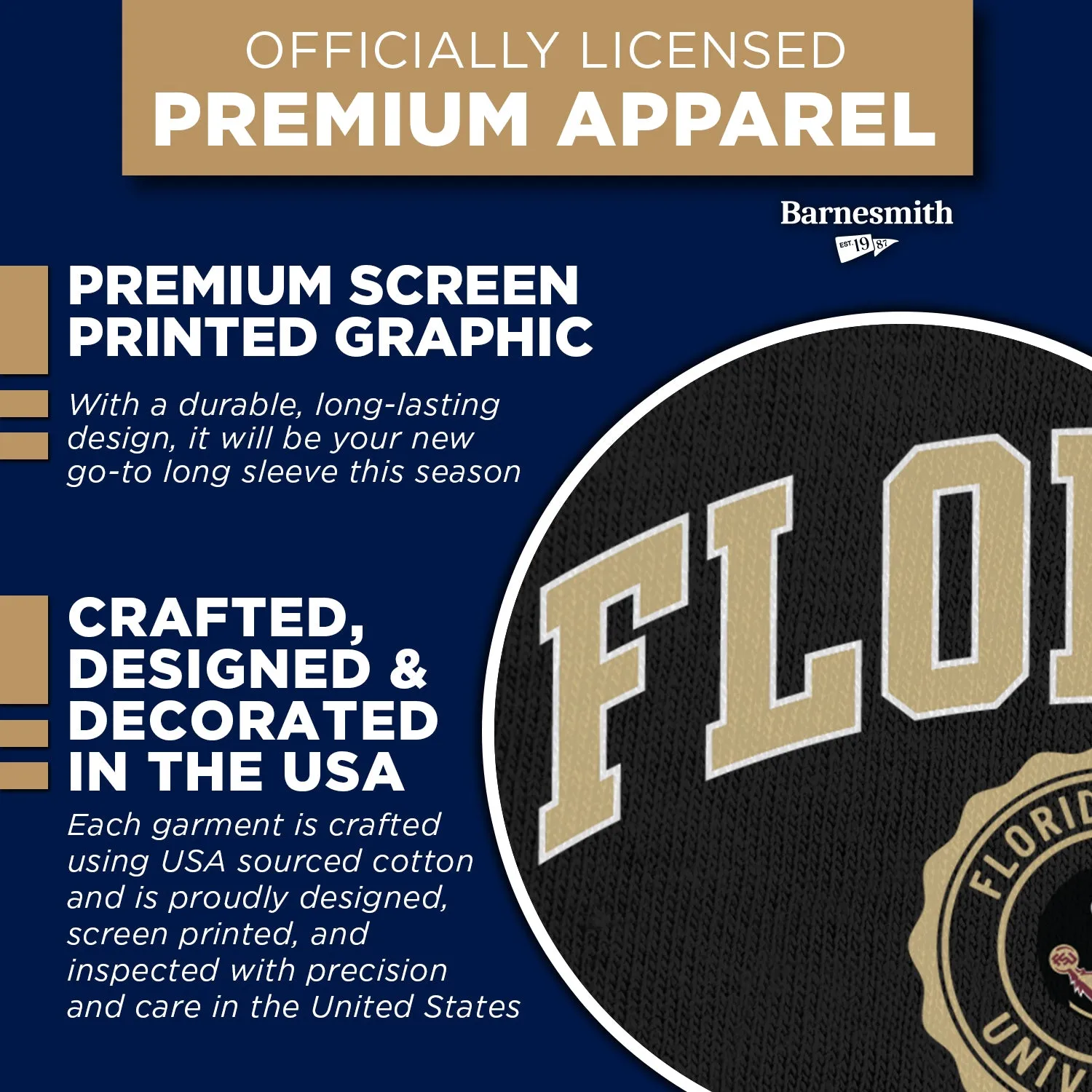 Florida State University Heritage Long Sleeve T-Shirt (Black) sold by Barnesmith product image thumbnail 4