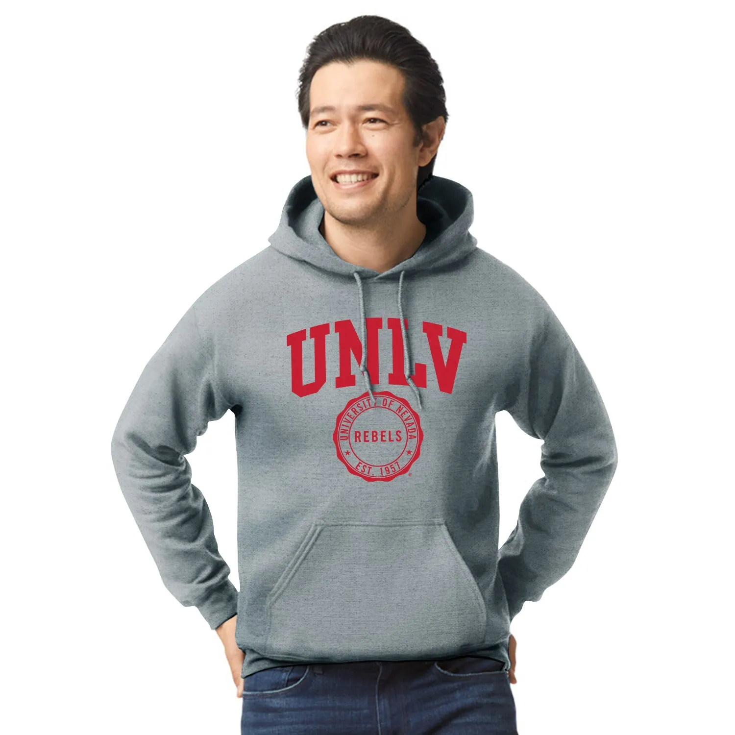 University of Nevada-Las Vegas Heritage Hooded Sweatshirt (Charcoal Grey) sold by Barnesmith product image thumbnail 2