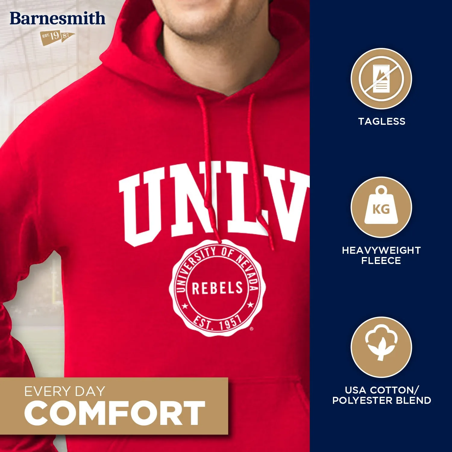 University of Nevada-Las Vegas Heritage Hooded Sweatshirt (Red) sold by Barnesmith product image thumbnail 3