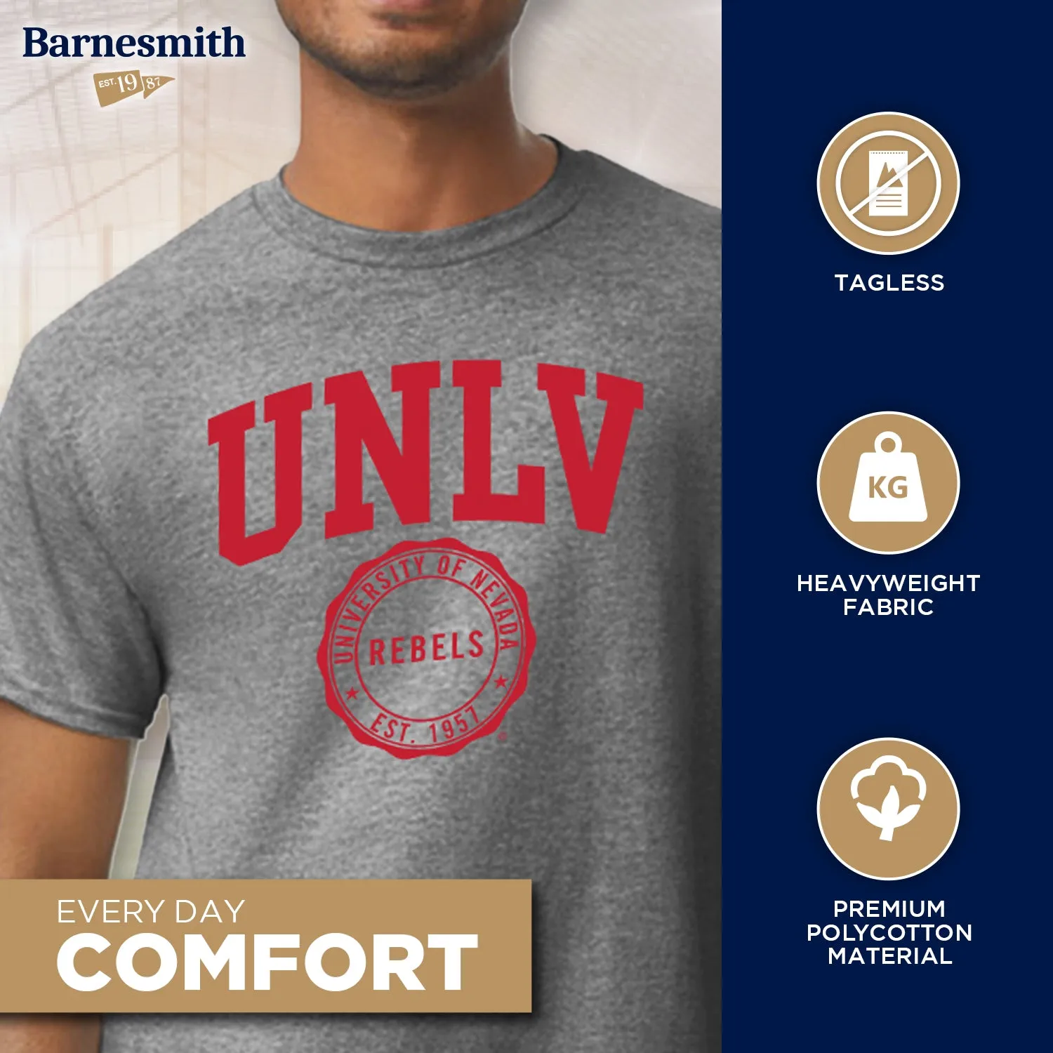 University of Nevada-Las Vegas Heritage T-Shirt (Charcoal Grey) sold by Barnesmith product image thumbnail 3