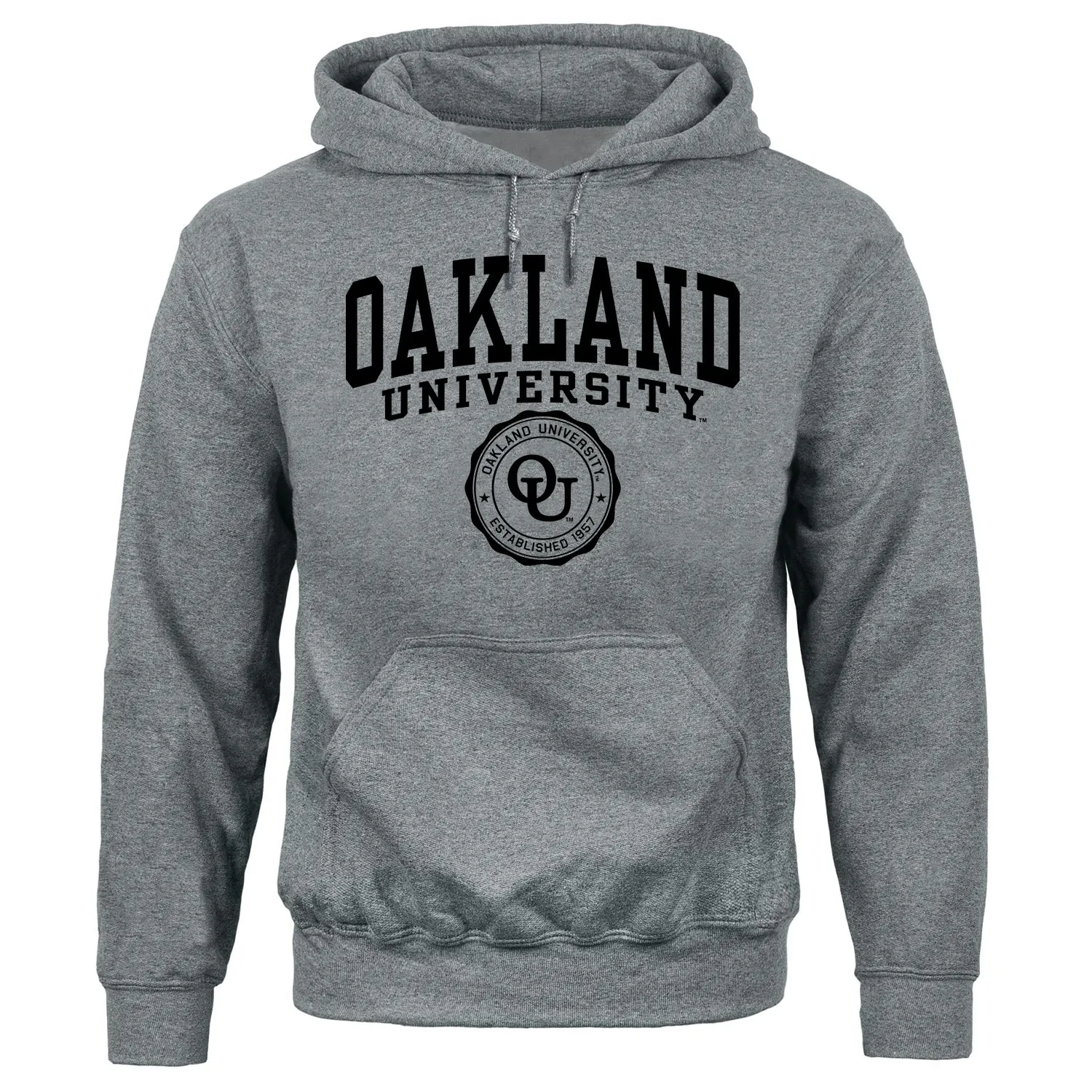 Oakland University Heritage Hooded Sweatshirt (Charcoal Grey) sold by Barnesmith
