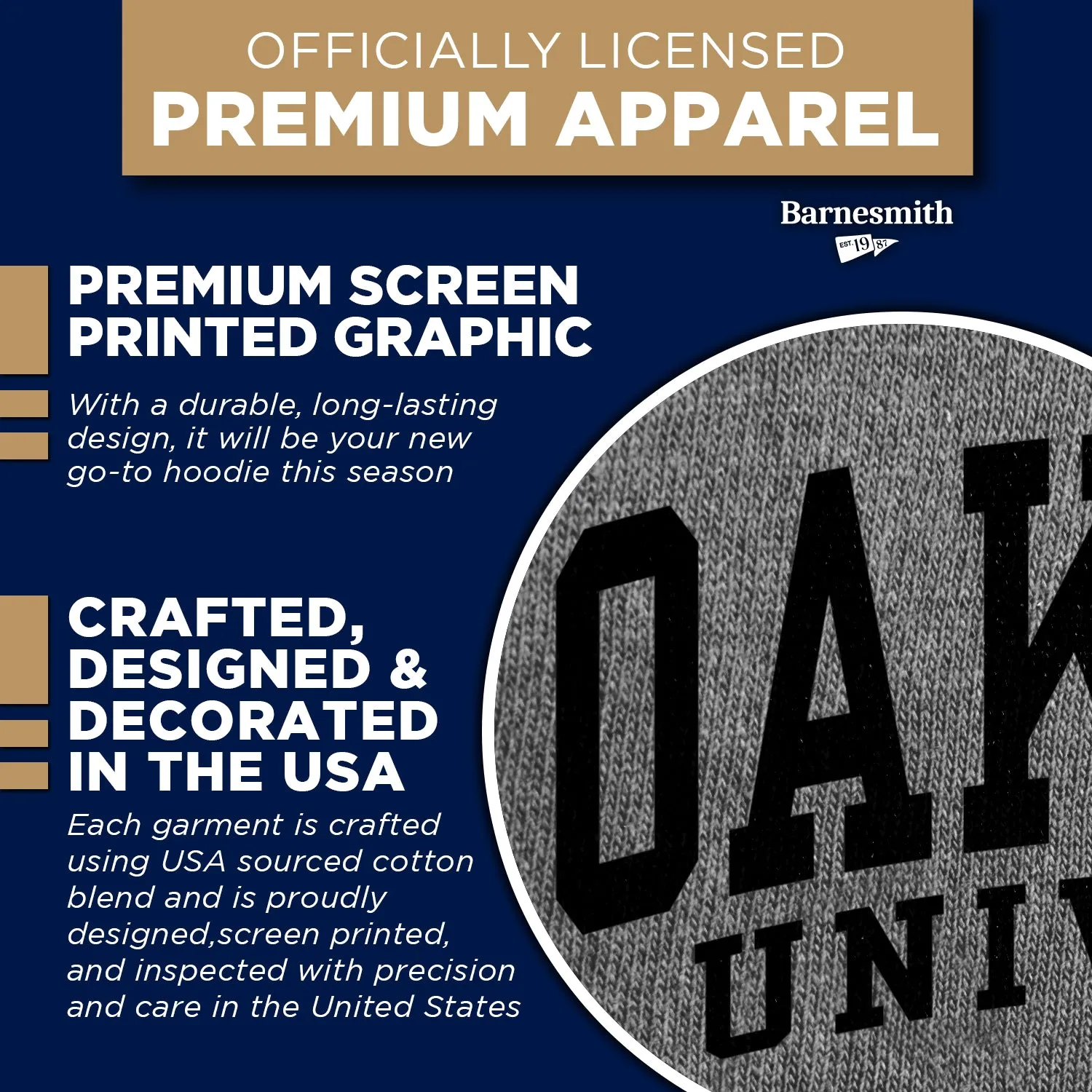 Oakland University Heritage Hooded Sweatshirt (Charcoal Grey) sold by Barnesmith product image thumbnail 4