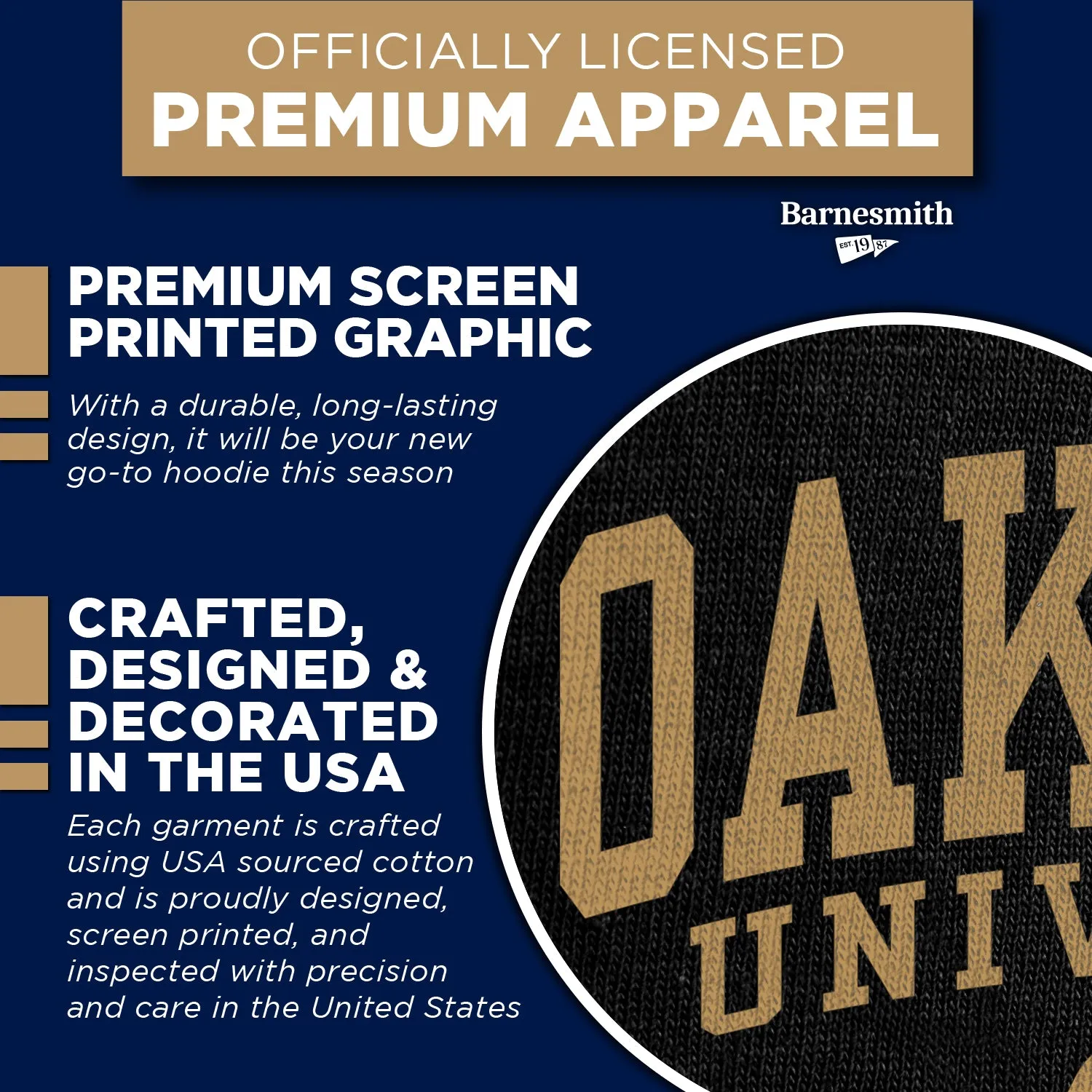Oakland University Heritage Hooded Sweatshirt (Black) sold by Barnesmith product image thumbnail 4