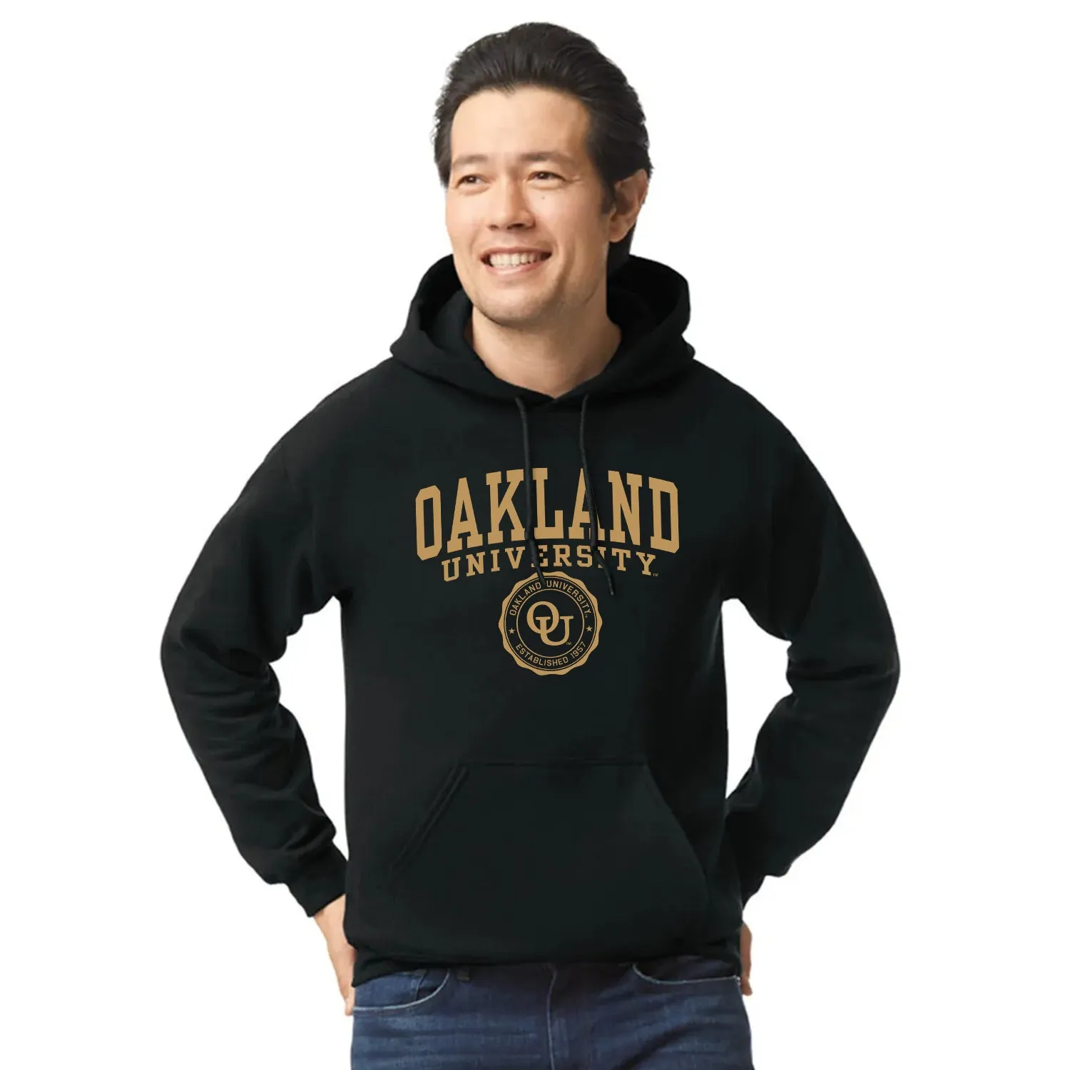 Oakland University Heritage Hooded Sweatshirt (Black) sold by Barnesmith product image thumbnail 2