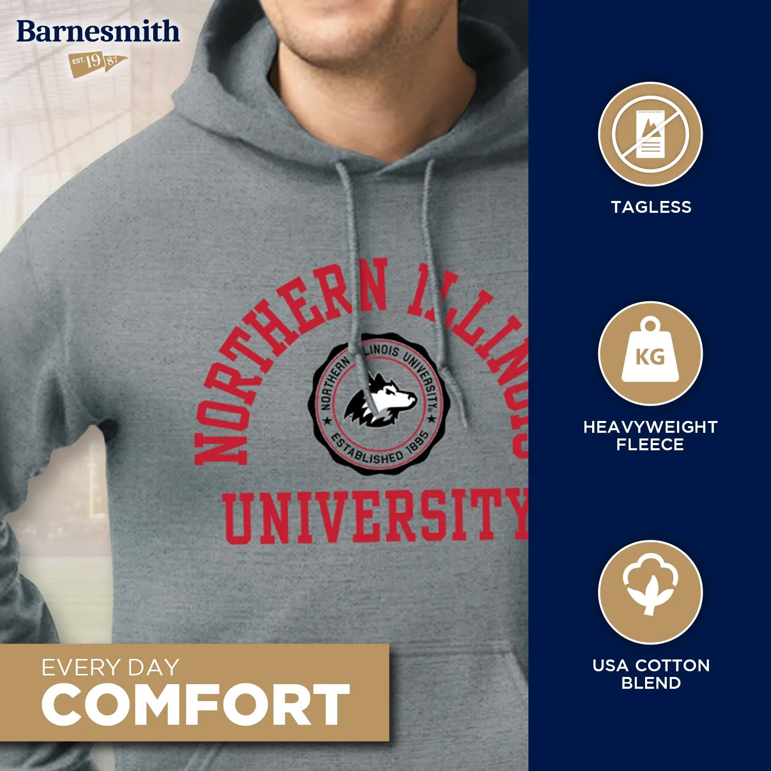 Northern Illinois University Heritage Hooded Sweatshirt (Charcoal Grey) sold by Barnesmith product image thumbnail 3