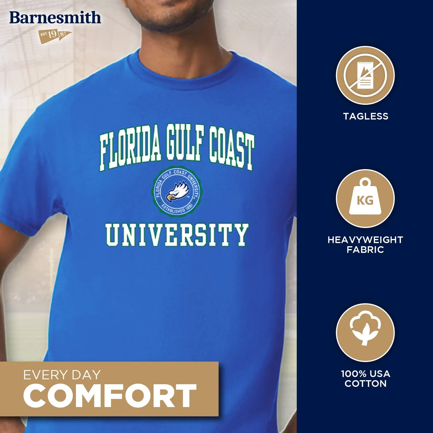 Florida Gulf Coast University Heritage T-Shirt (Royal Blue) sold by Barnesmith product image thumbnail 3