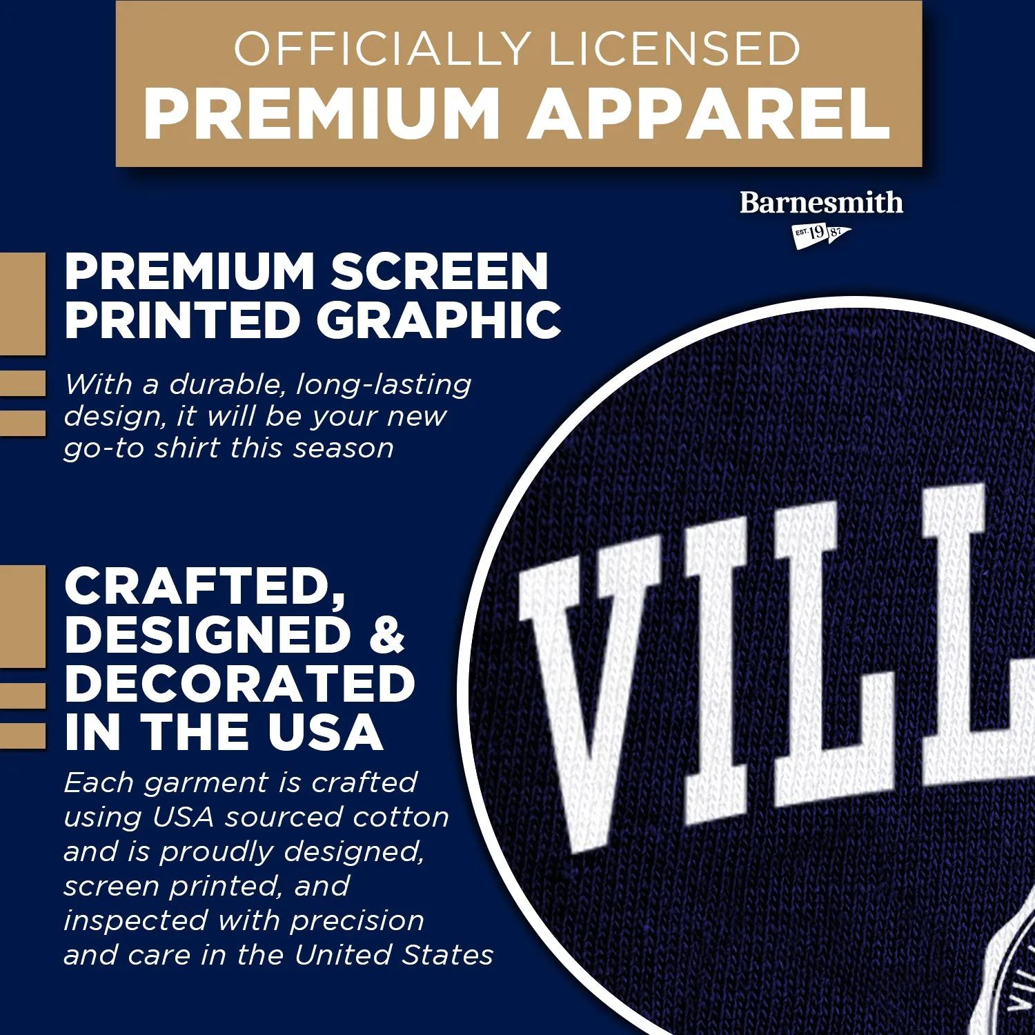 Villanova University Heritage T-Shirt (Navy) sold by Barnesmith product image thumbnail 4