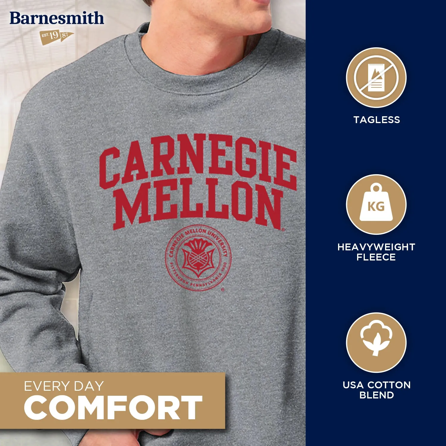 Carnegie Mellon University Heritage Sweatshirt (Charcoal Grey) sold by Barnesmith product image thumbnail 3