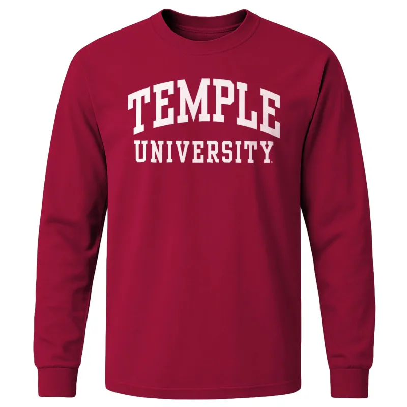 Temple University Classic Long Sleeve T-Shirt (Cardinal) made by Barnesmith