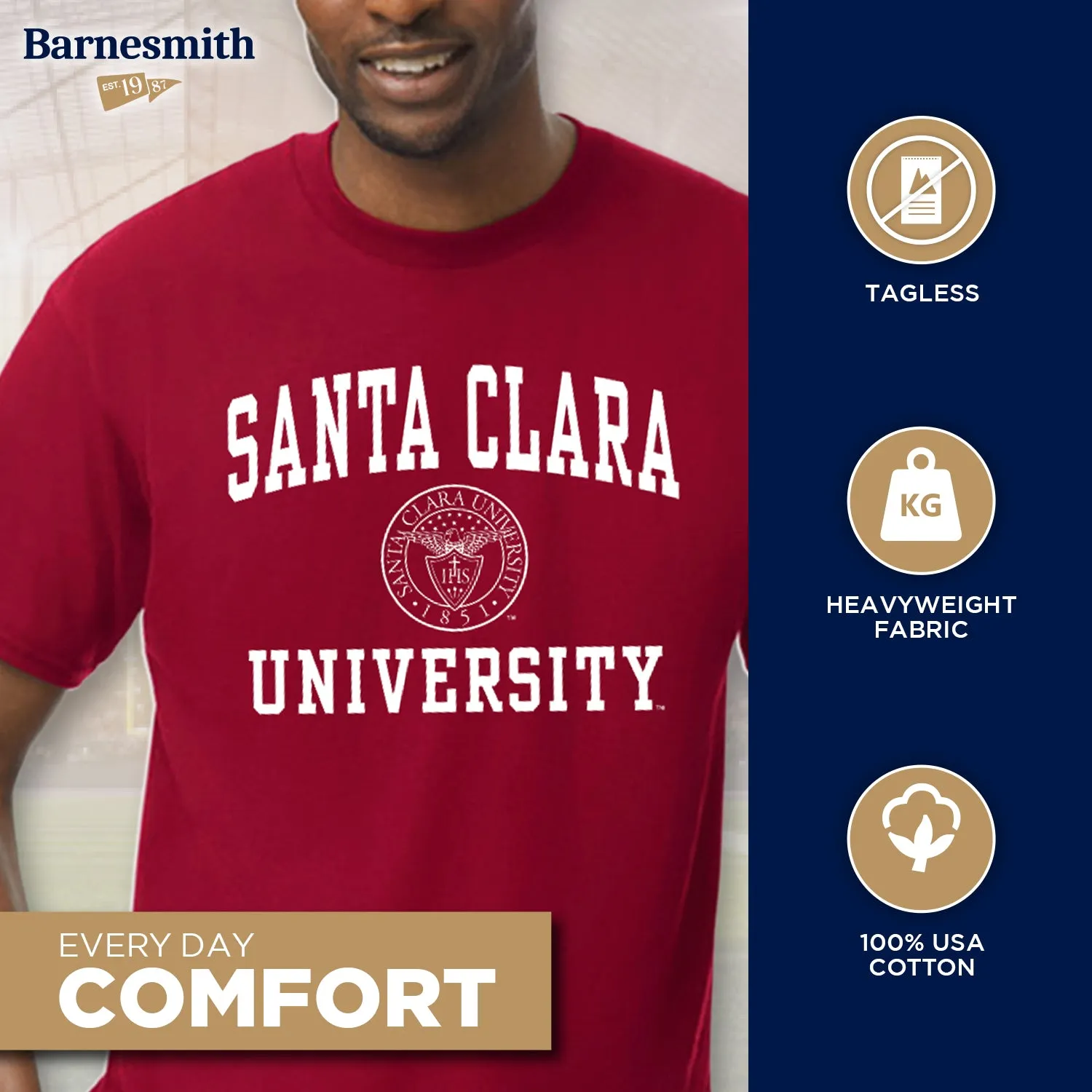 Santa Clara University Heritage T-Shirt (Cardinal) sold by Barnesmith product image thumbnail 3