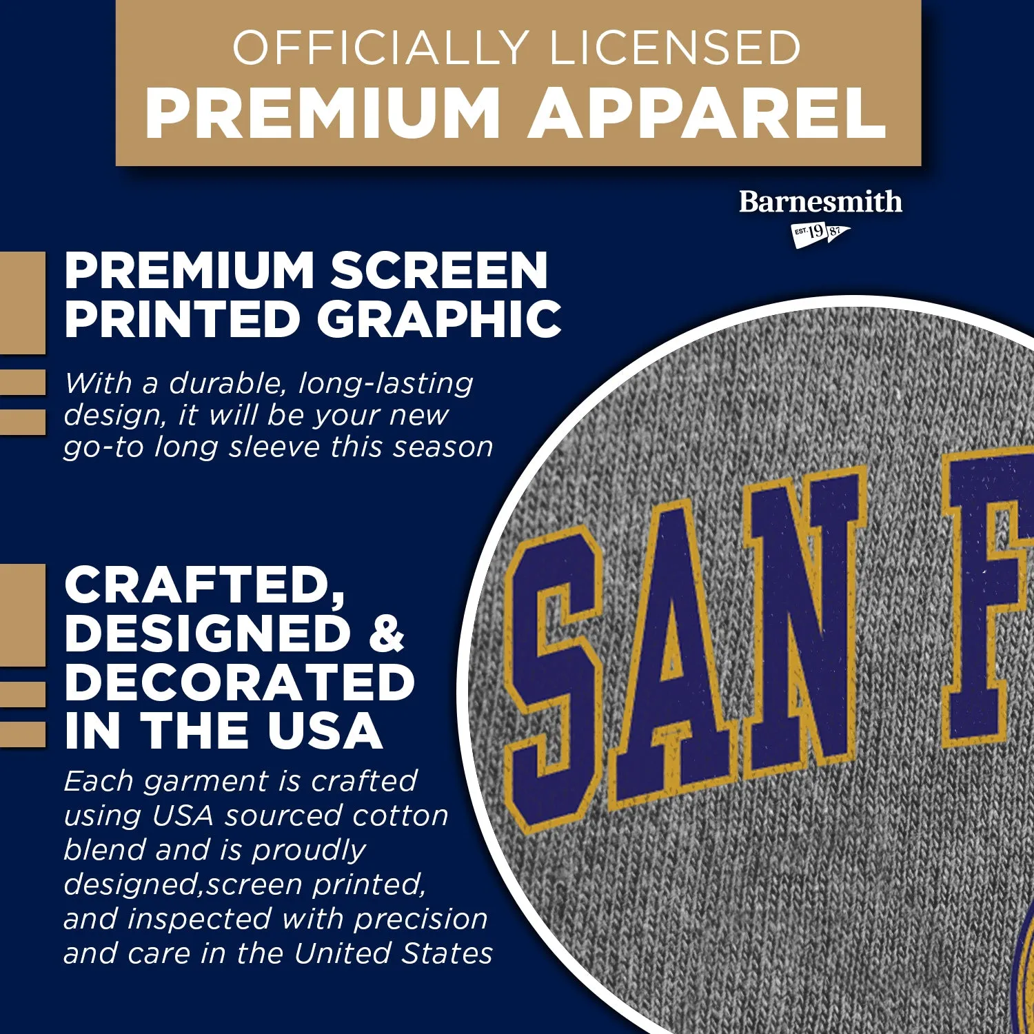 San Francisco State University Heritage Long Sleeve T-Shirt (Charcoal Grey) sold by Barnesmith product image thumbnail 4