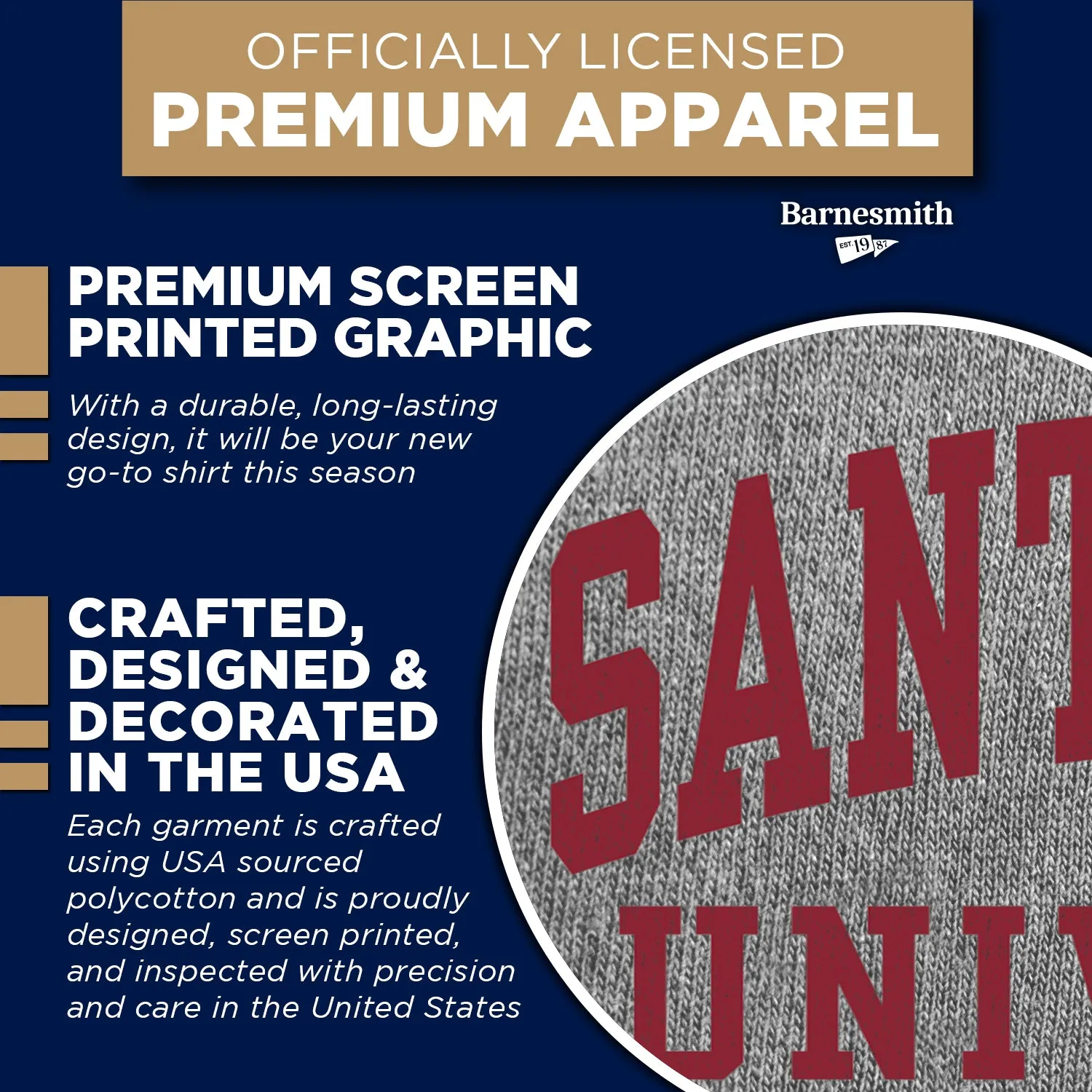 Santa Clara University Classic T-Shirt (Charcoal Grey) sold by Barnesmith product image thumbnail 4