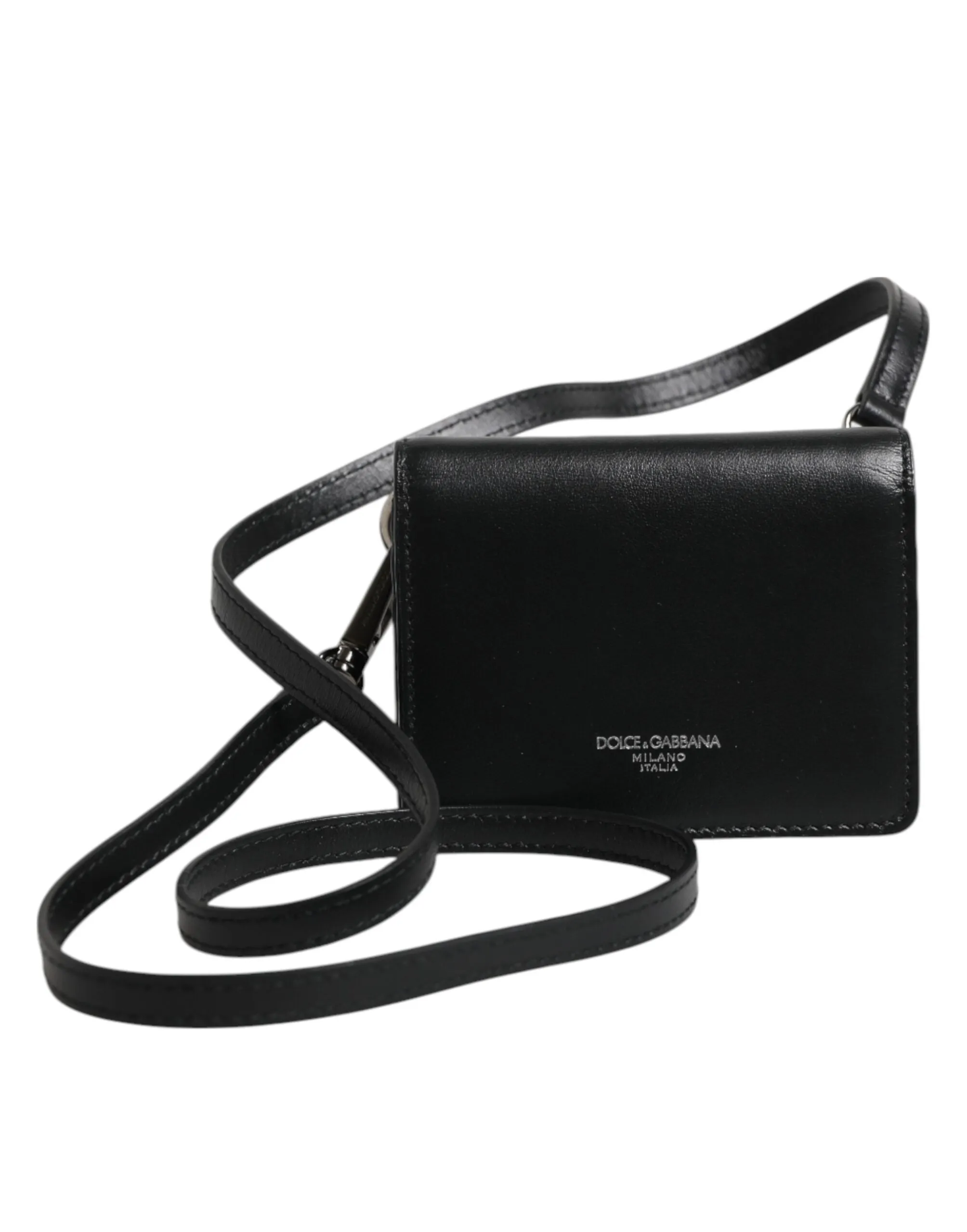 Dolce & Gabbana Black Leather Bifold Card Holder Crossbody Men Borse Bag sold by Siebentaschen