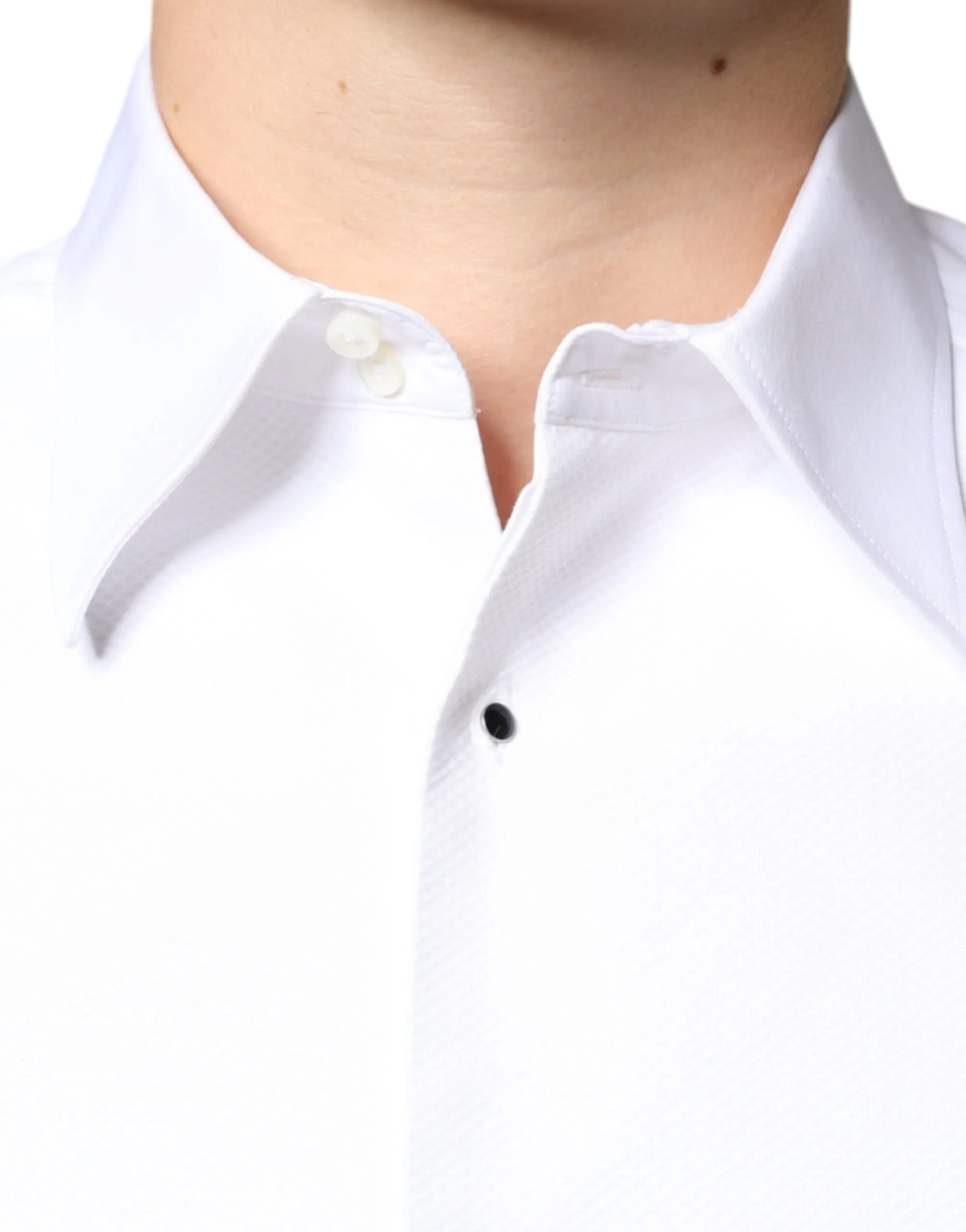 Dolce & Gabbana White Bib Cotton Poplin Formal Dress Shirt sold by Siebentaschen product image thumbnail 5