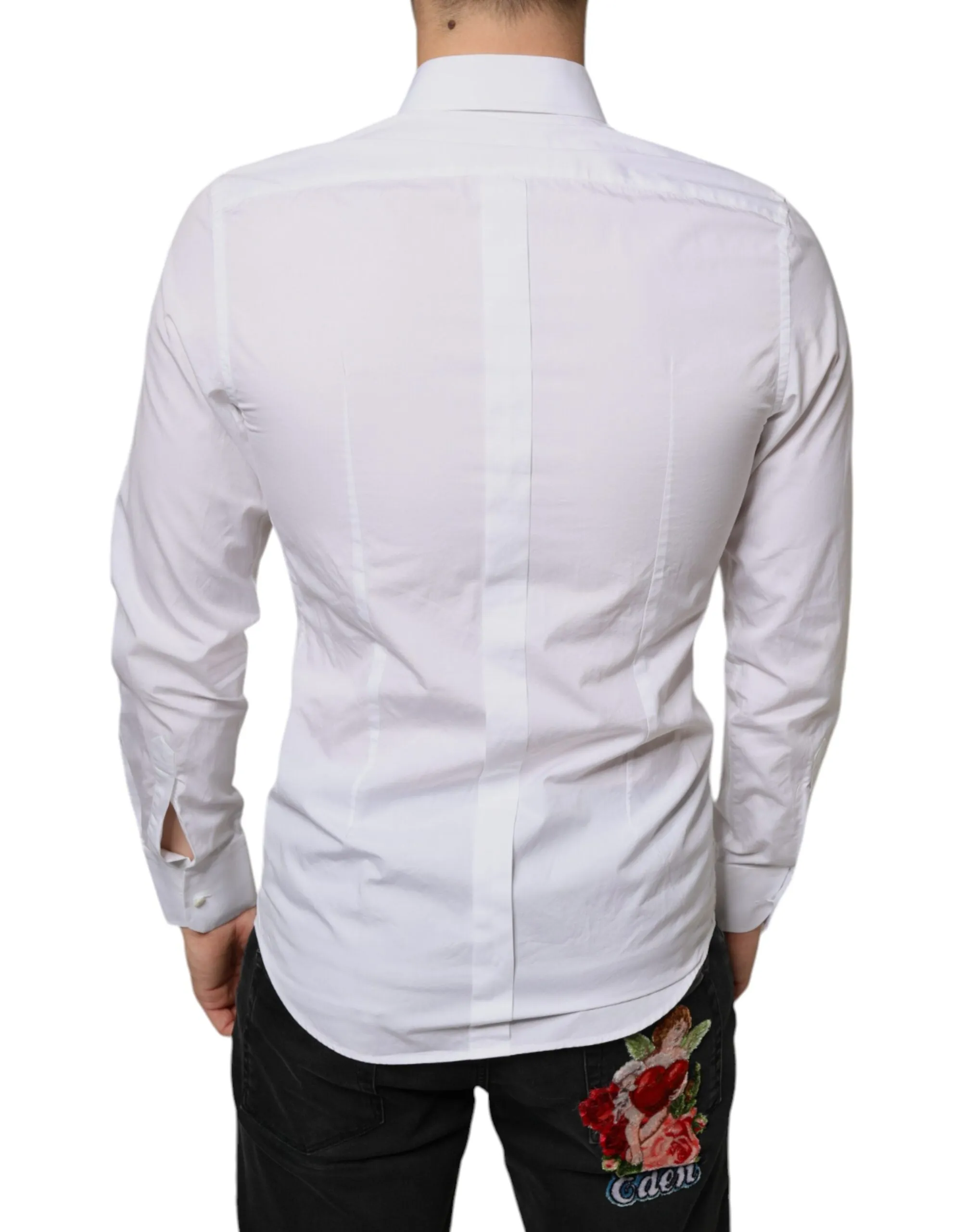 Dolce & Gabbana White Bib Cotton Poplin Formal Dress Shirt sold by Siebentaschen product image thumbnail 4