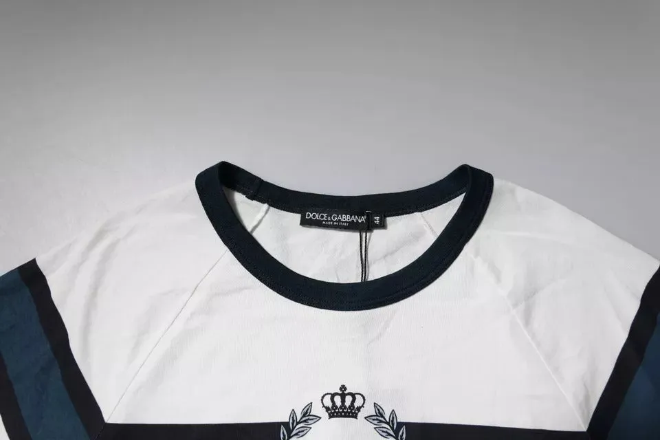 Dolce & Gabbana White Logo Print Cotton Men Crew Neck T-shirt sold by Siebentaschen product image thumbnail 5