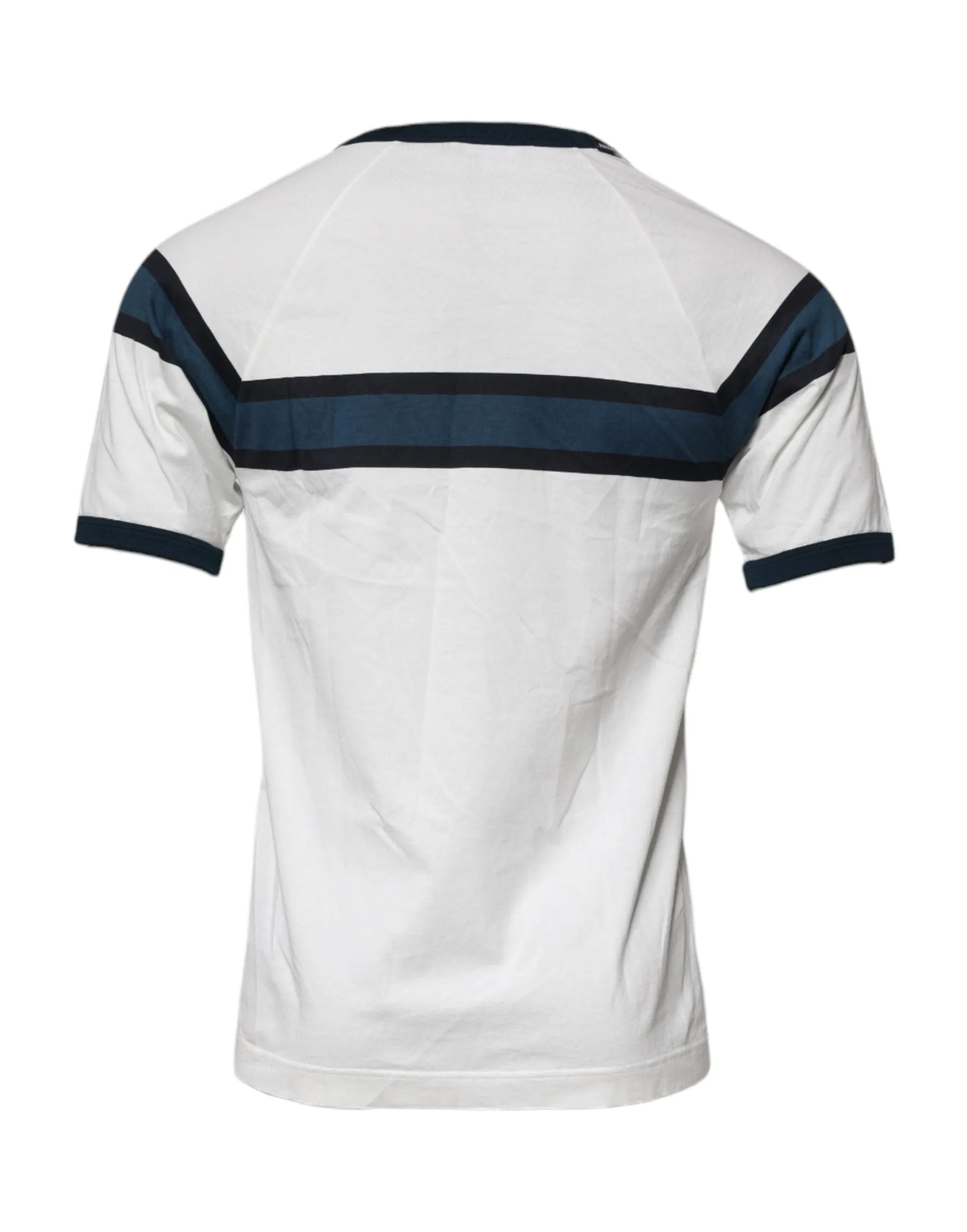 Dolce & Gabbana White Logo Print Cotton Men Crew Neck T-shirt sold by Siebentaschen product image thumbnail 4