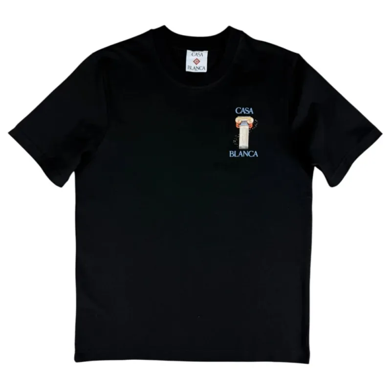 Casablanca Black Cotton T-Shirt sold by Siebentaschen