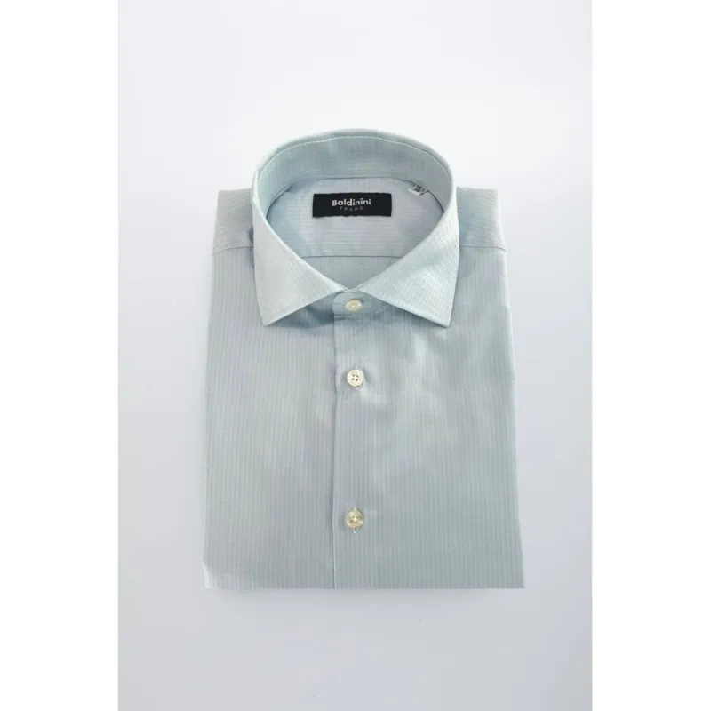 Baldinini Trend Light Blue Cotton Shirt sold by Siebentaschen
