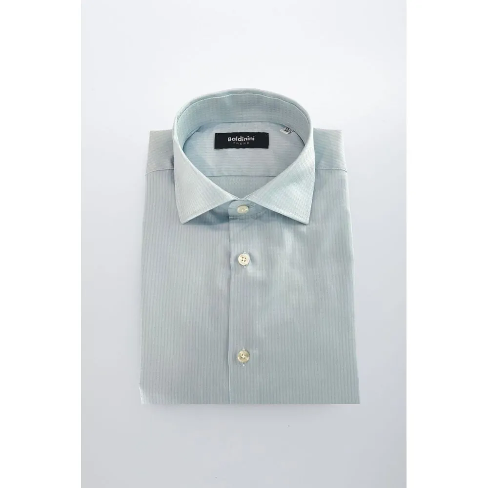 Baldinini Trend Light Blue Cotton Shirt sold by Siebentaschen